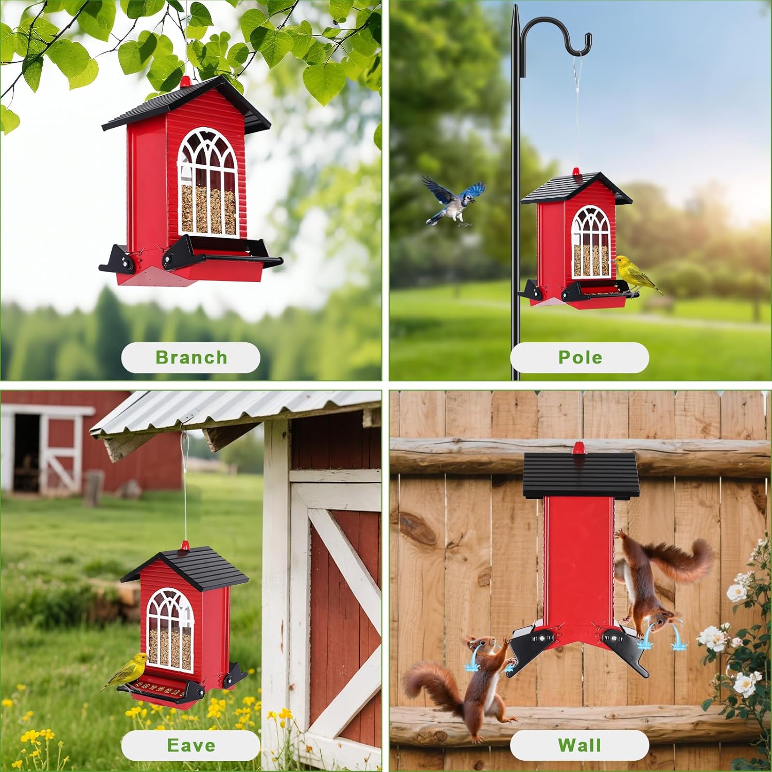 Squirrel Proof Bird Feeder for Outdoors,5LB Large Capacity,Metal Wild 