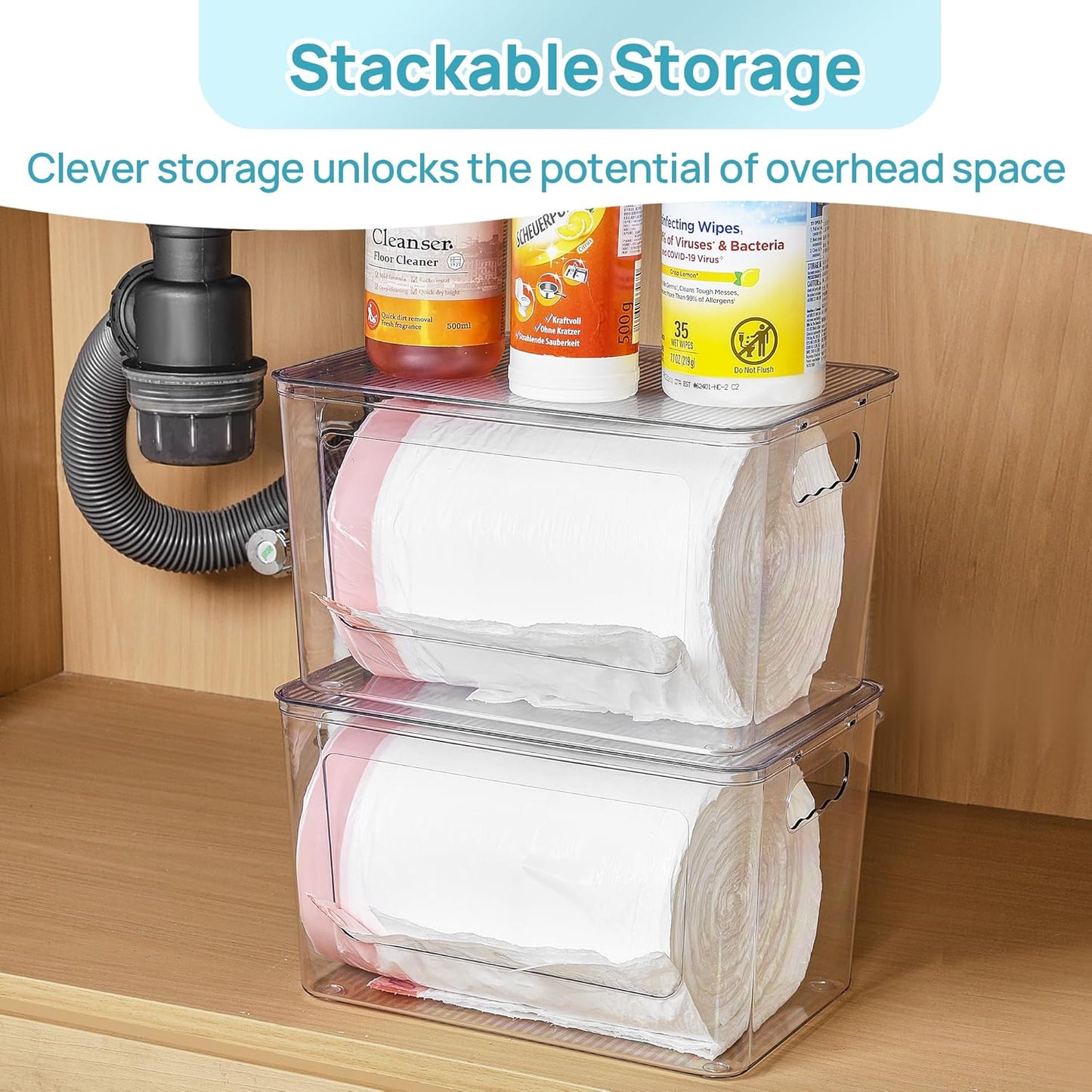 Vtopmart 2 Pack Trash Bag Holder, Stackable Garbage Bag Dispenser for 