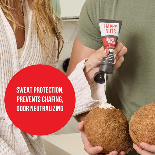 HAPPY NUTS Comfort Cream Deodorant For Men: Anti-Chafing Sweat Defense