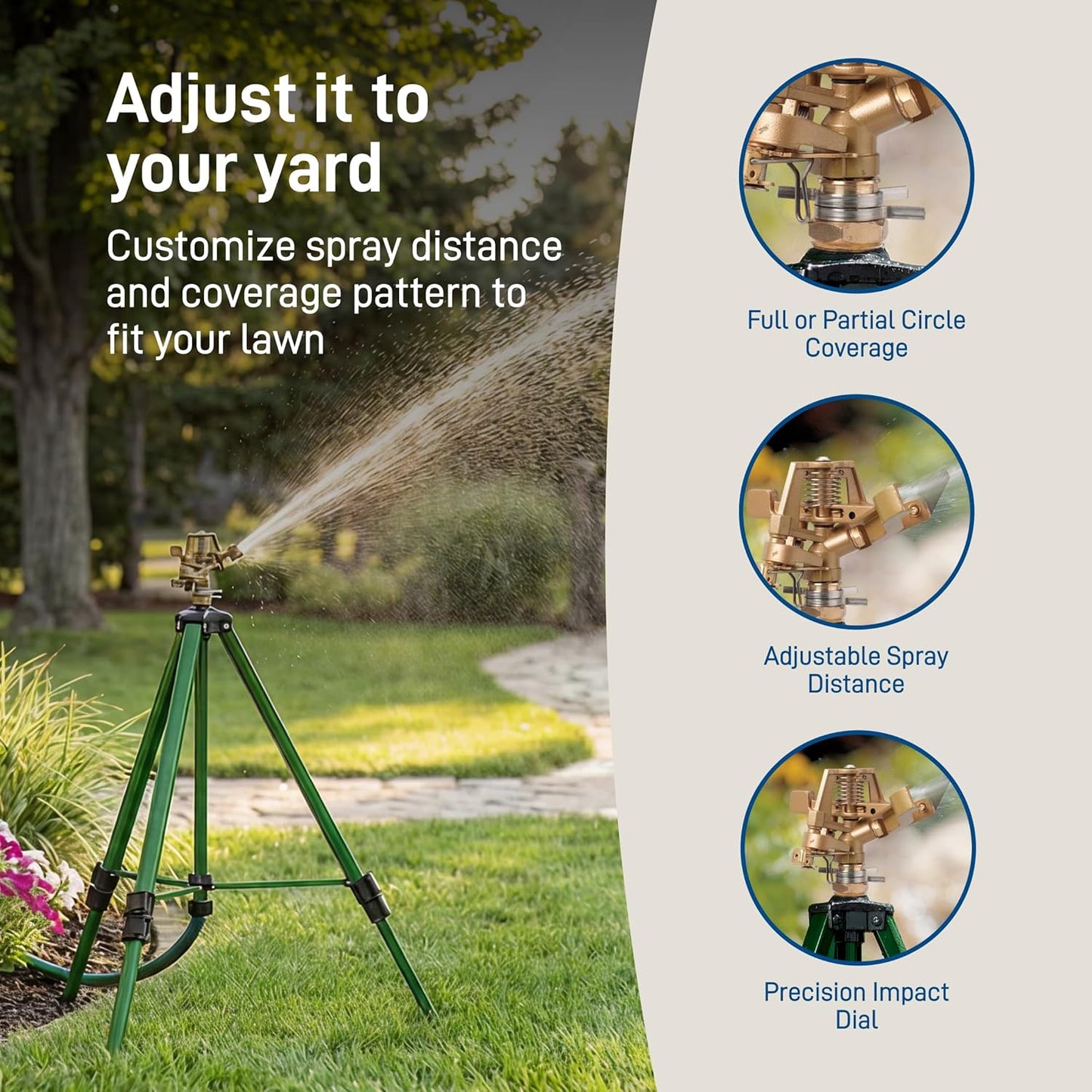 Orbit 56667Z Tripod Lawn Zinc Impact Sprinkler - 360 Degree Rotating S