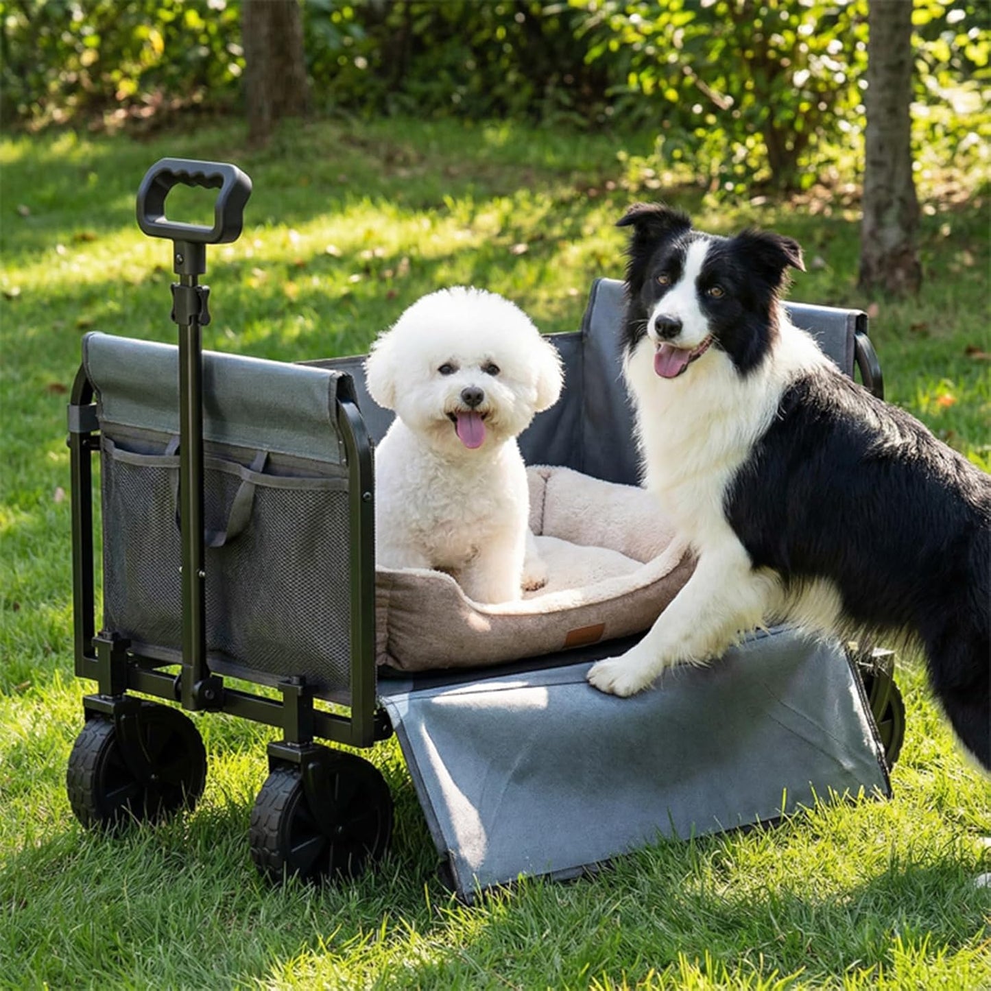 Portable Collapsible Wagon Cart, Foldable Cart with Removable Side, Ut