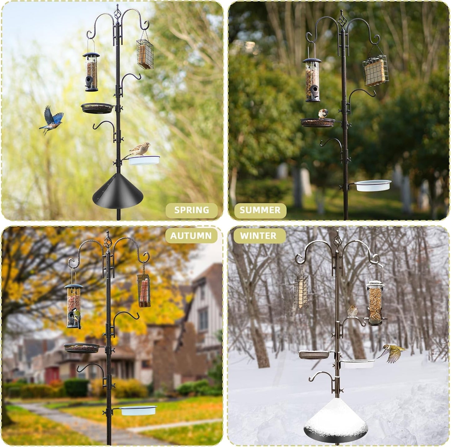 Bird Feeder Pole with Squirrel Baffle - Deluxe Feeder Station Kit Incl