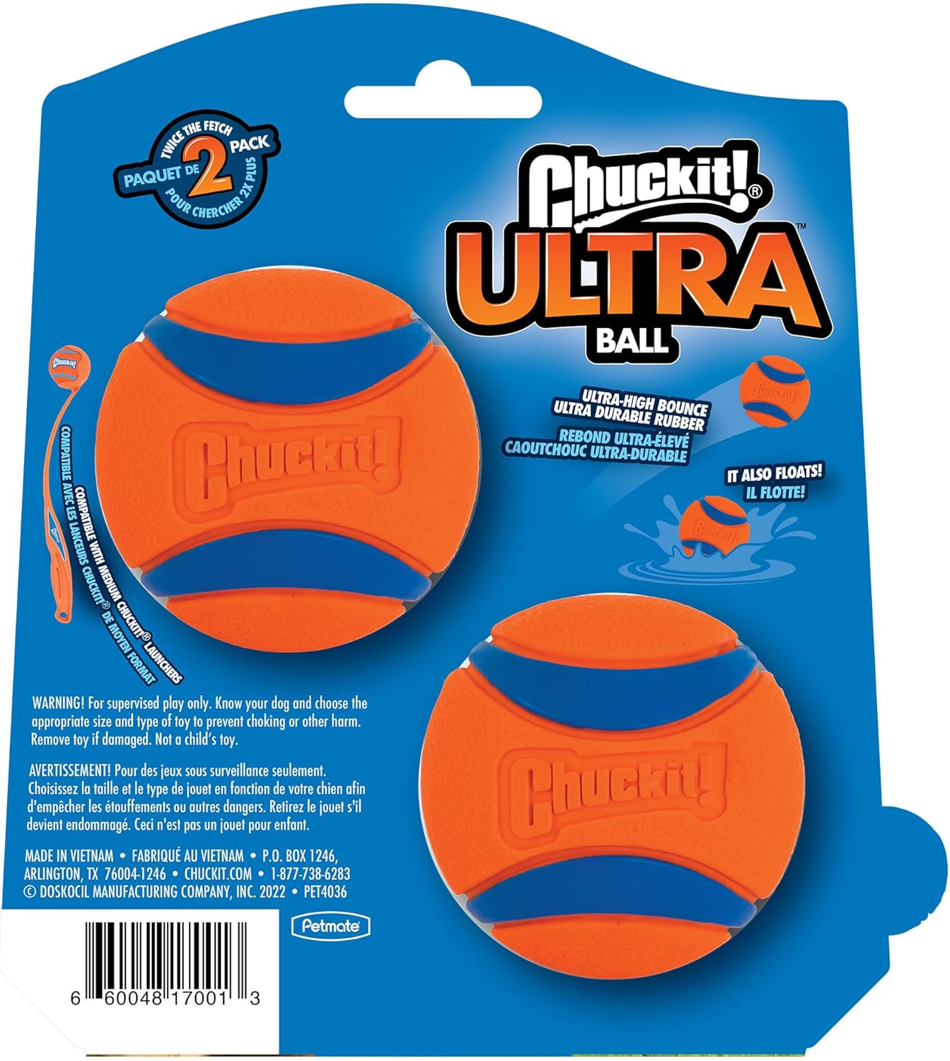 Chuckit! Ultra Ball Dog Toy - Medium Bouncy Fetch Balls For Dogs 20-60