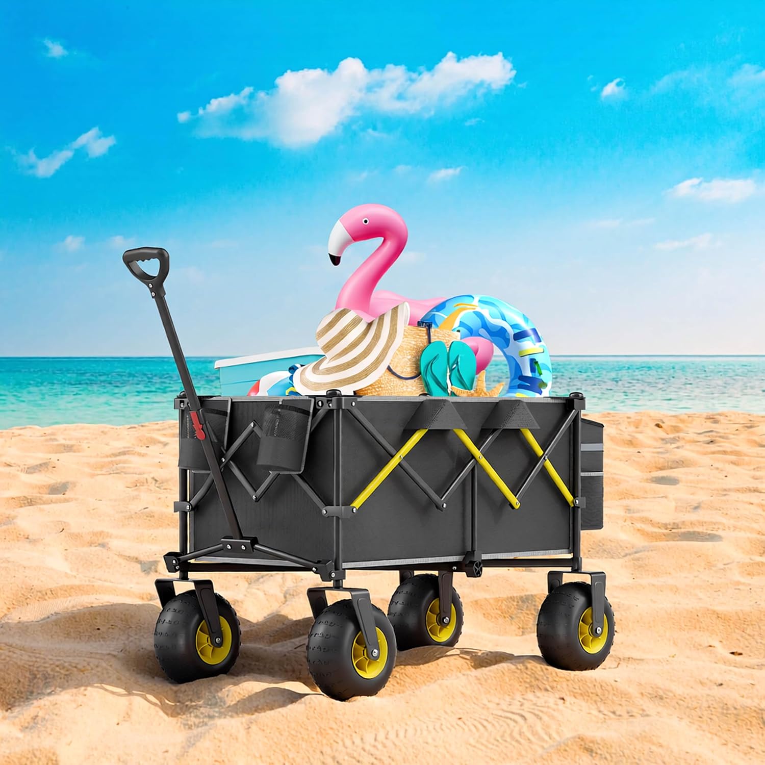 Beach Wagon with Big Wheels for Sand (Black)