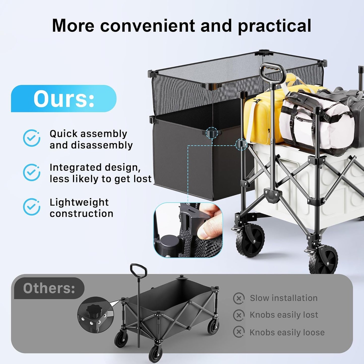 Homebetta Collapsible Wagon Cart, 450LBS Heavy Duty Collapsible Wagon 