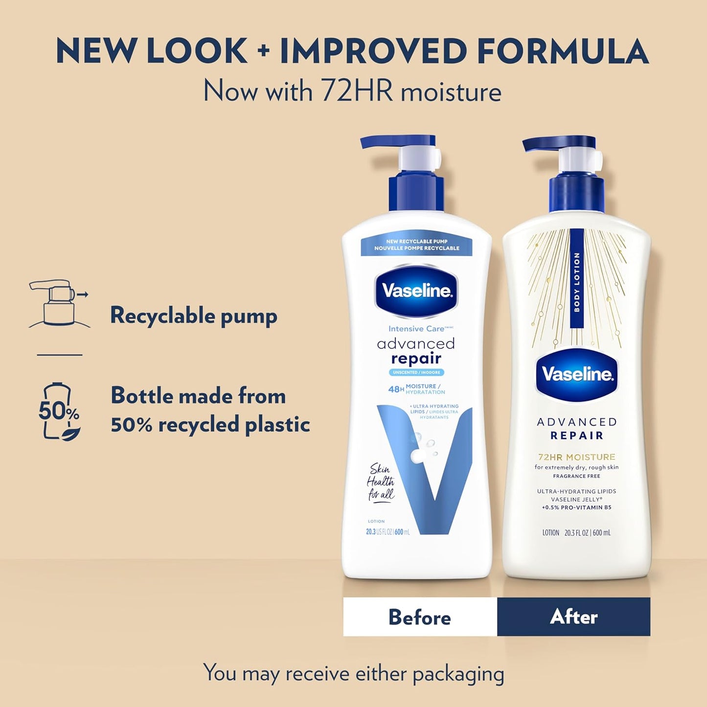 Vaseline Intensive Care Unscented Advanced Repair Body Lotion - Ultra-