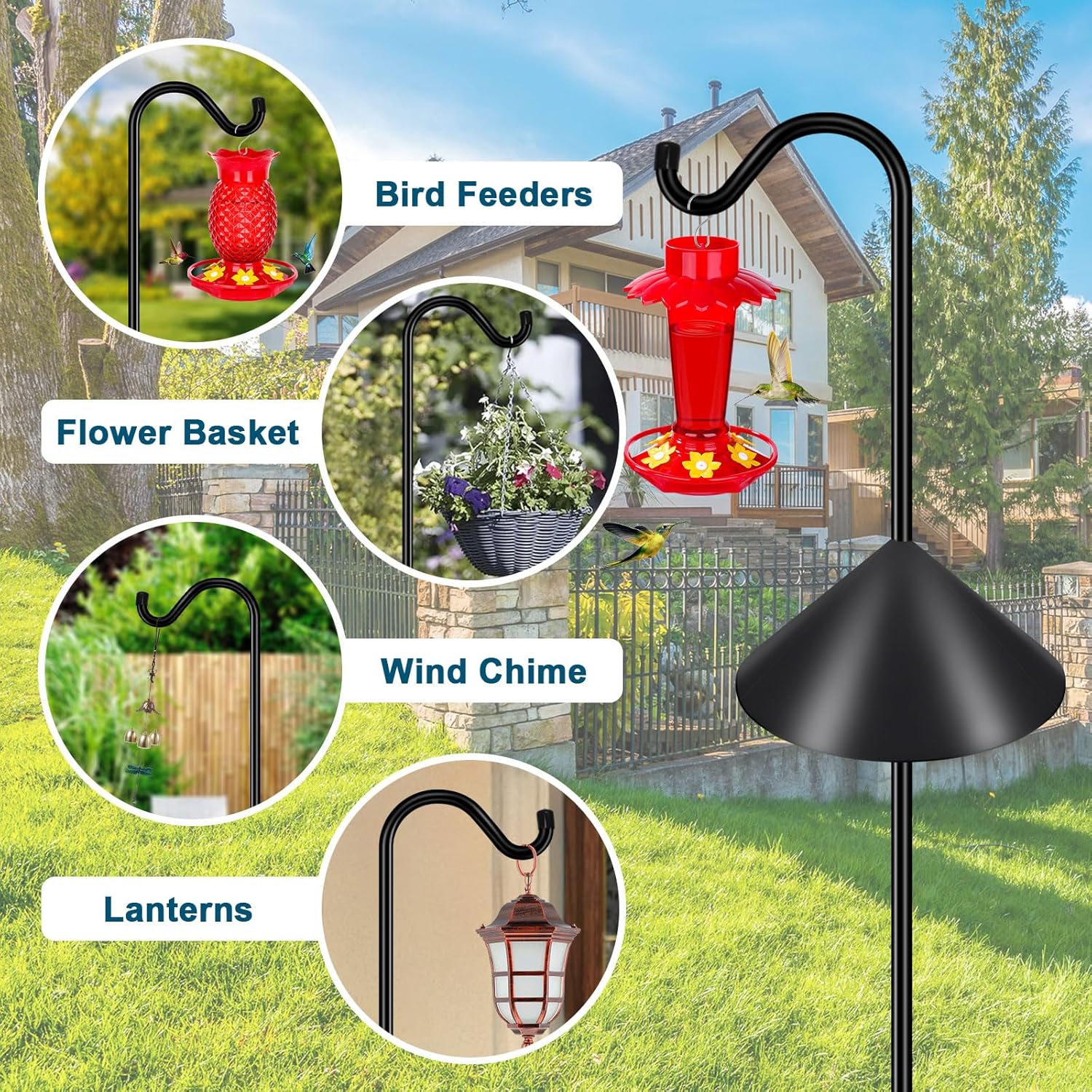 Gtongoko Bird Feeder Pole Squirrel Proof 92 Inch Shepherds Hook for Ou