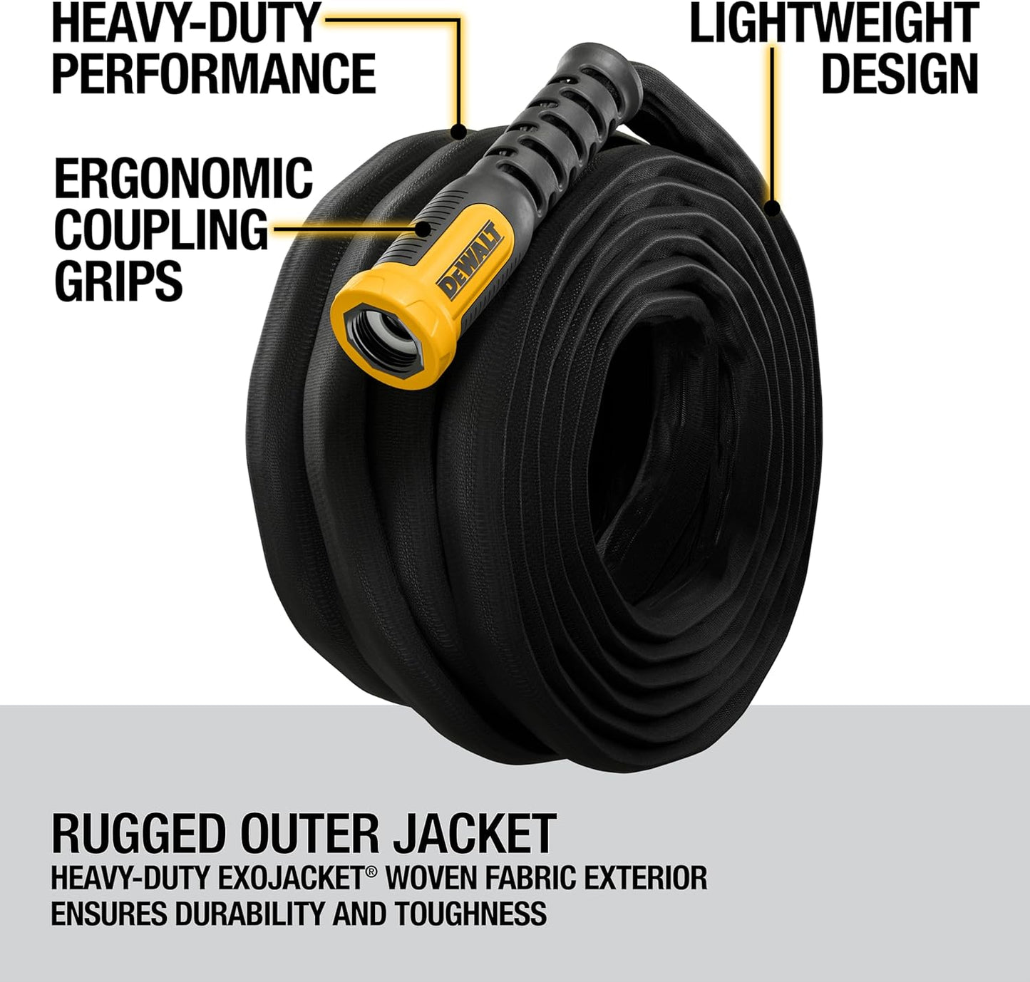 DEWALT 50 ft x 5/8 in Heavy-Duty Professional Grade Fabric Garden Hose