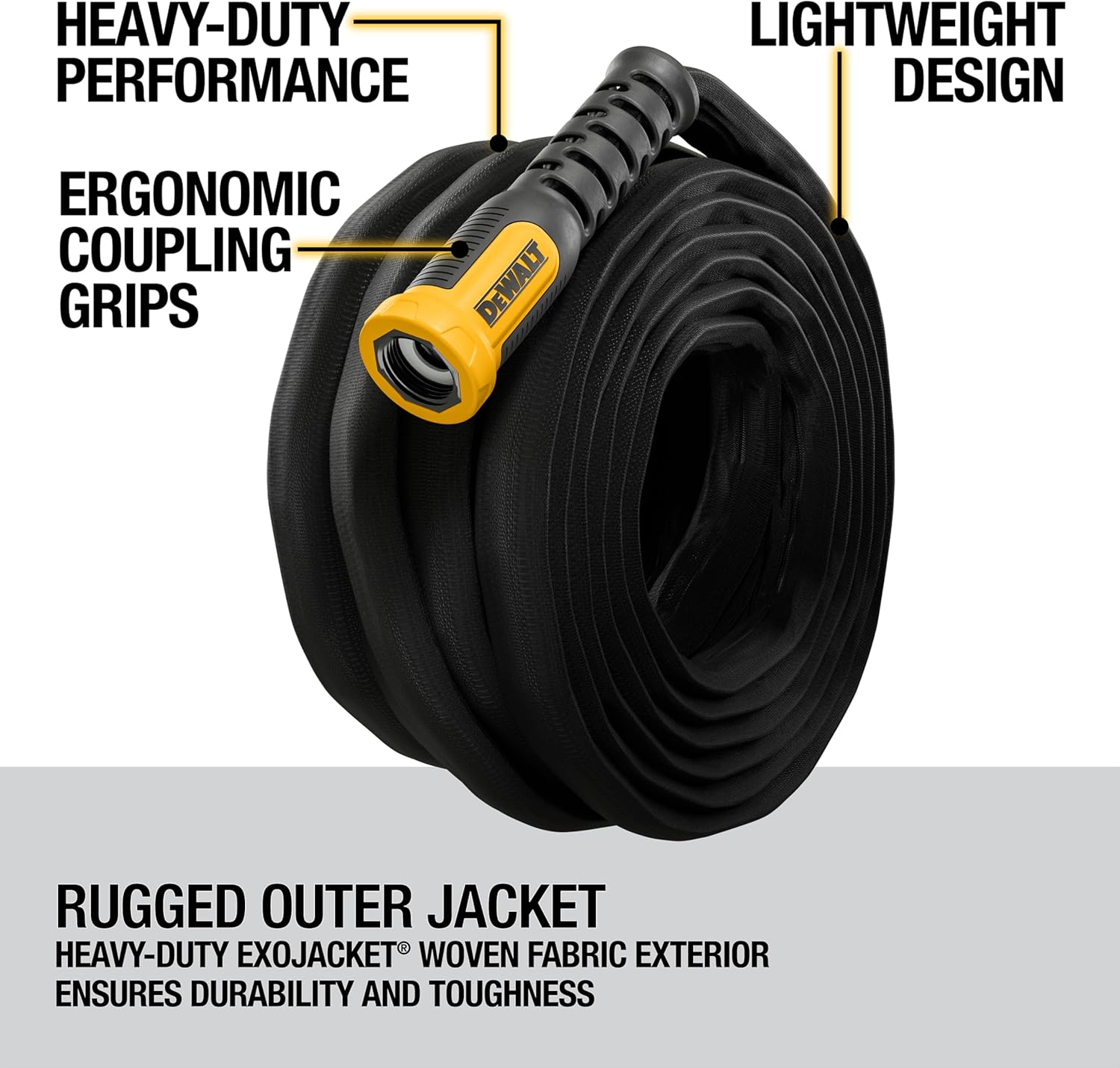 DEWALT 50 ft x 5/8 in Heavy-Duty Professional Grade Fabric Garden Hose