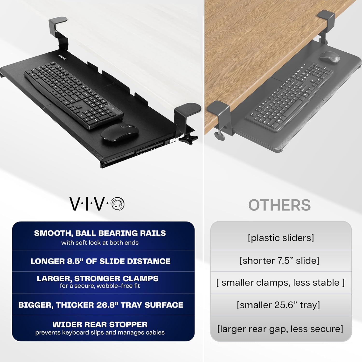 VIVO Large Keyboard Tray Under Desk Pull Out with Extra Sturdy C Clamp