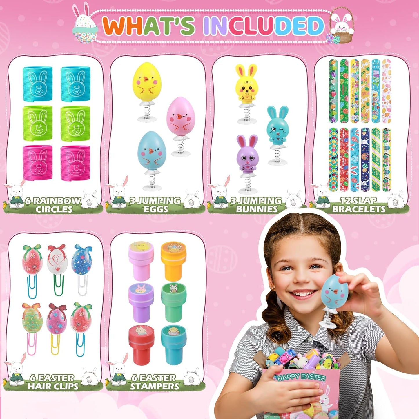 tgosomt 120Pcs Easter Basket Stuffers, Easter Egg Fillers,Essentials Gifts Ideas for Kids Boys Girls Baby, Easter Egg Stuffers, Funny Party Favors Goodie Bag Toys for 4 5 6 7 8 9 10