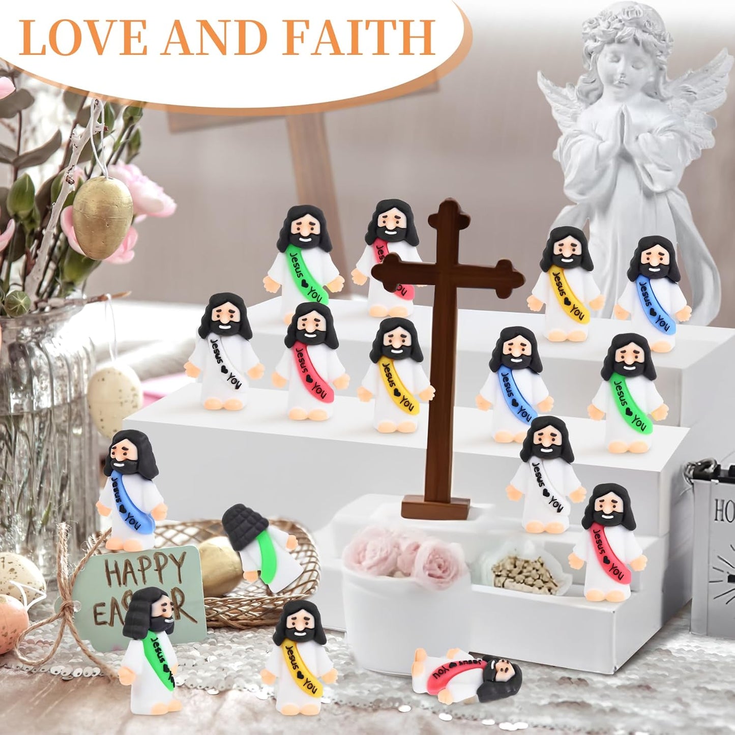 100 PCS Little Jesus Figures, Mini Jesus Figurines in Bulk, Tiny Pocke