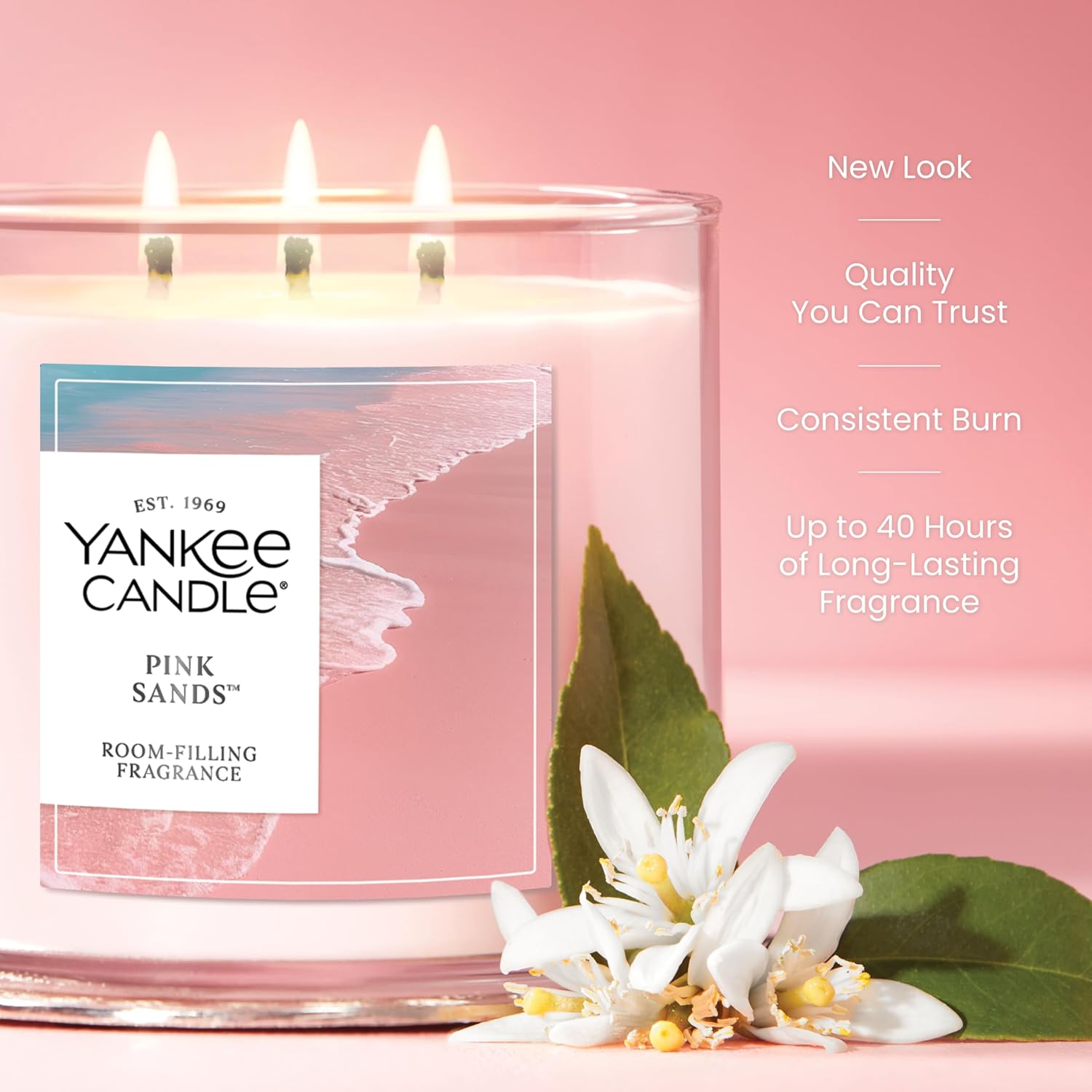 Yankee Candle Pink Sands, Scented Candle, 14.5oz 3-Wick Candle Jar wit