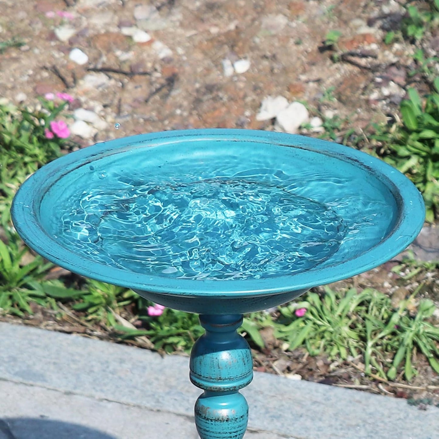 26.6”H×12.3" W Cast Iron Pedestal Bird Bath，Metal Birdbaths Bird Feede