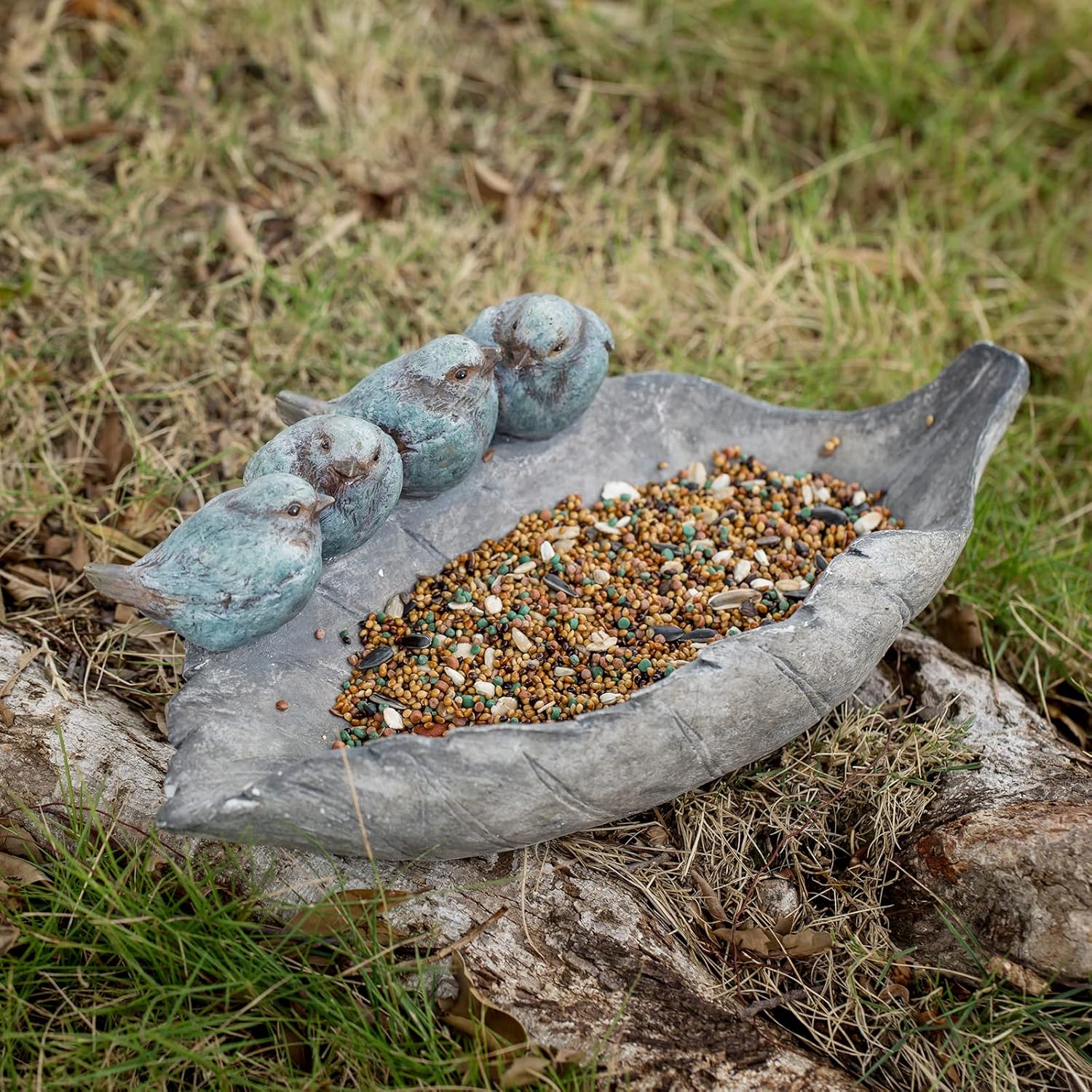 Bird-Feeder Wild Bird-Bath Bowl Outdoors - Garden Decor Polyresin Bird