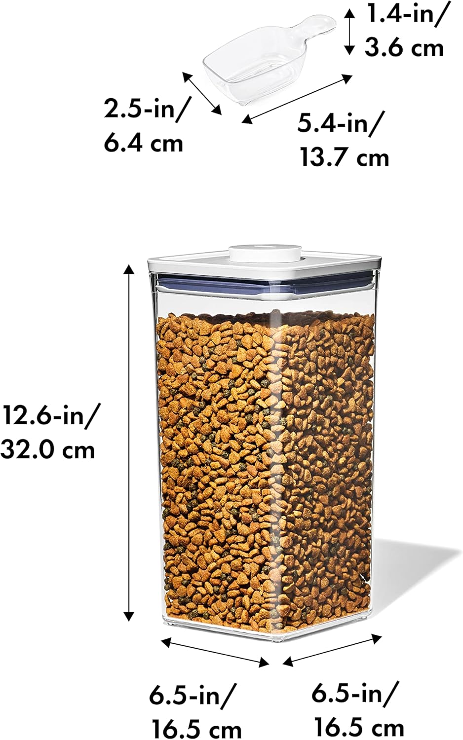 OXO Good Grips Pet POP Container – 6.0 Qt/5.7 L with Half Scoop, Ideal