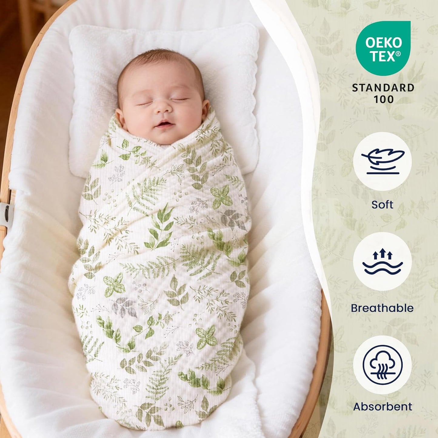 EXQ Home Muslin Swaddle Blankets for Baby, 3 Pack Cotton Breathable So