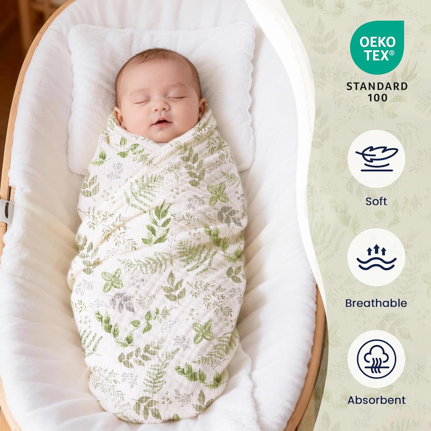 EXQ Home Muslin Swaddle Blankets for Baby, 3 Pack Cotton Breathable So