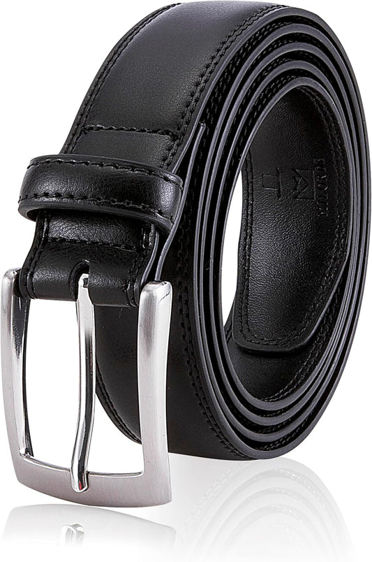 MILORDE Men's Genuine Leather Dress Belt, Handmade, 100% Cow Leather, 