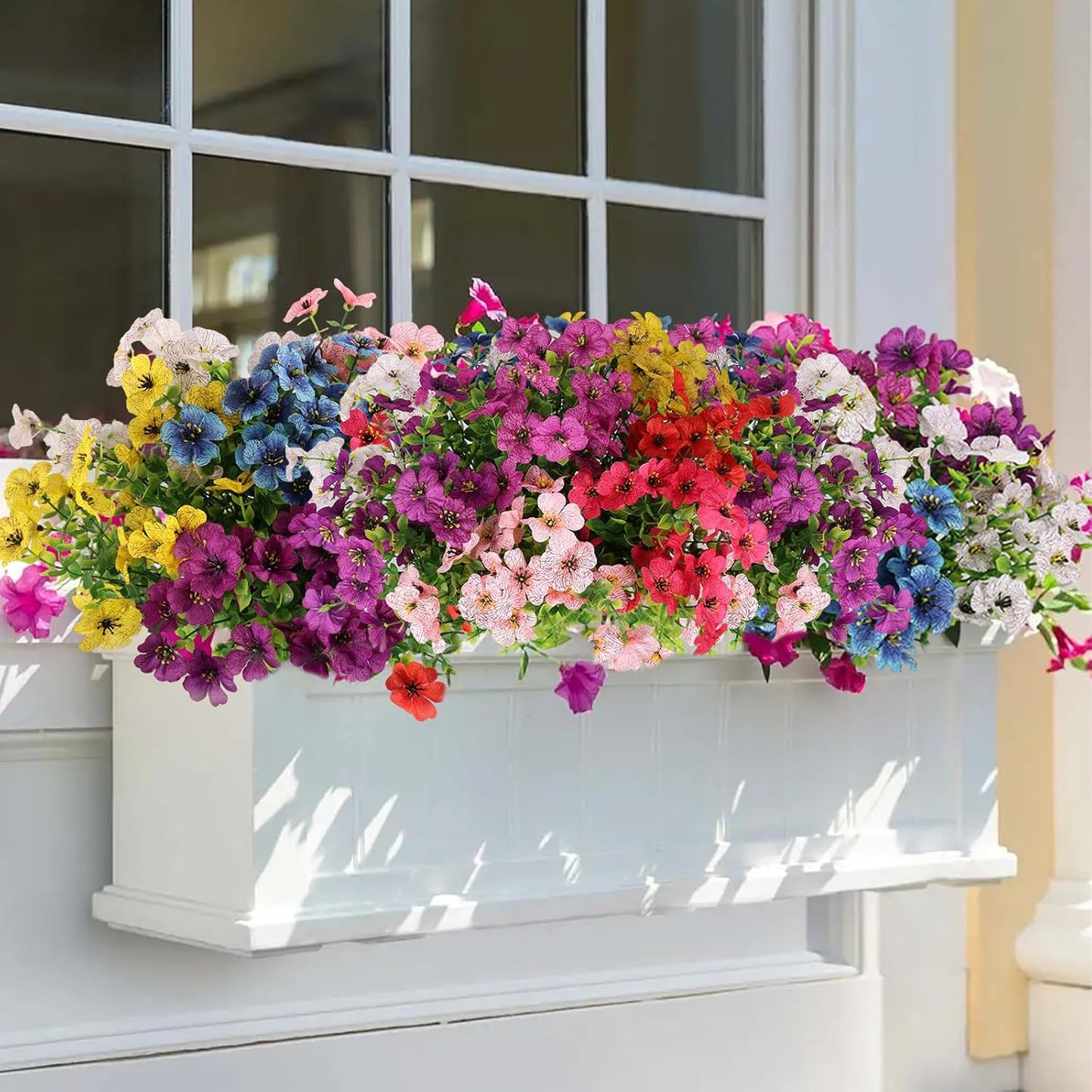 Artificial Flowers for Outdoors, 16 Bundles UV Resistant Fake Outdoor 