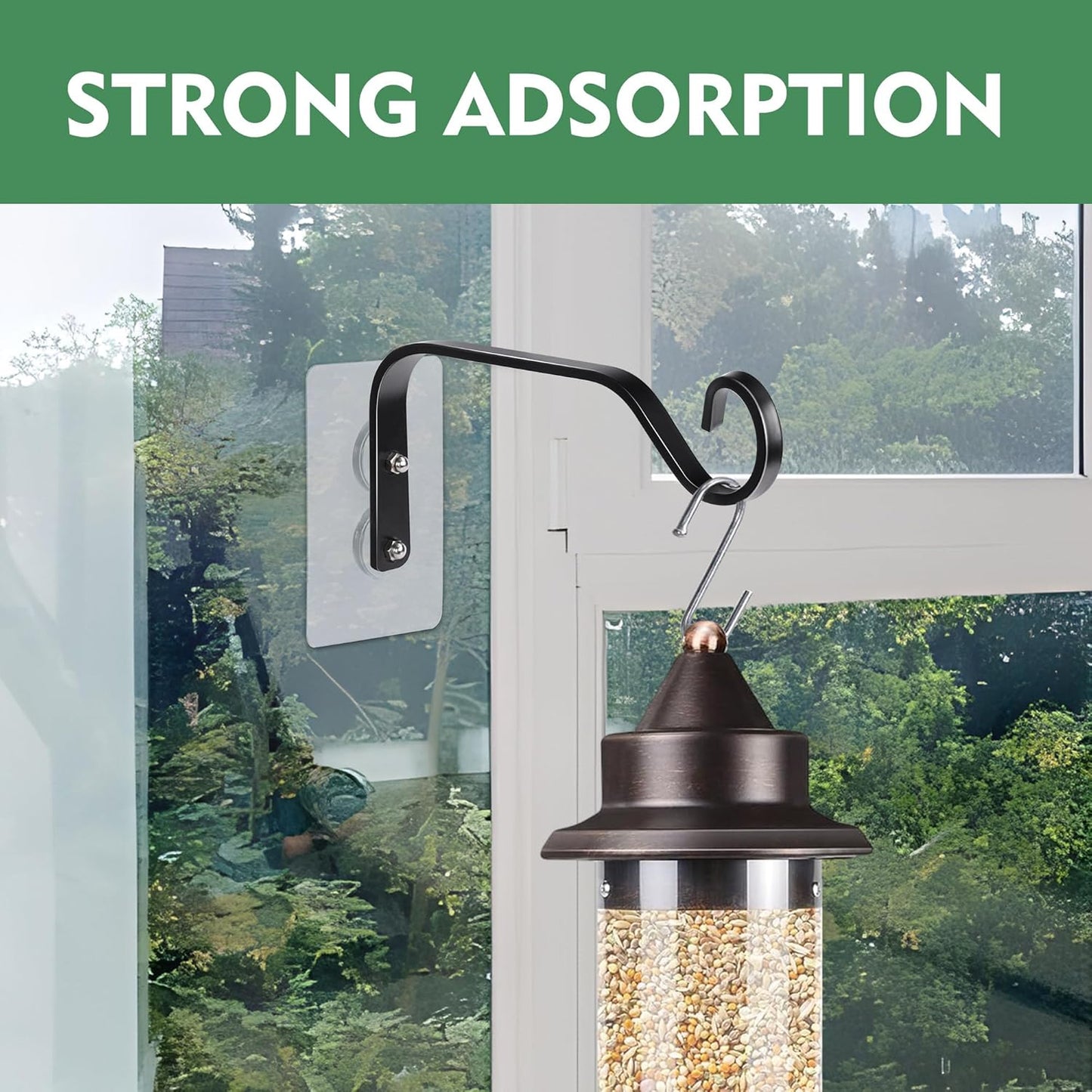 DECOHS 3 Pcs Window Bird Feeder Hanger Hook- Strong Load-Bearing Hanging Bird Feeder Hooks- Window Mounted Bird Feeder Bracket for Bird Feeders, Wind Chimes & Plants (Bird Feeder Not Included)