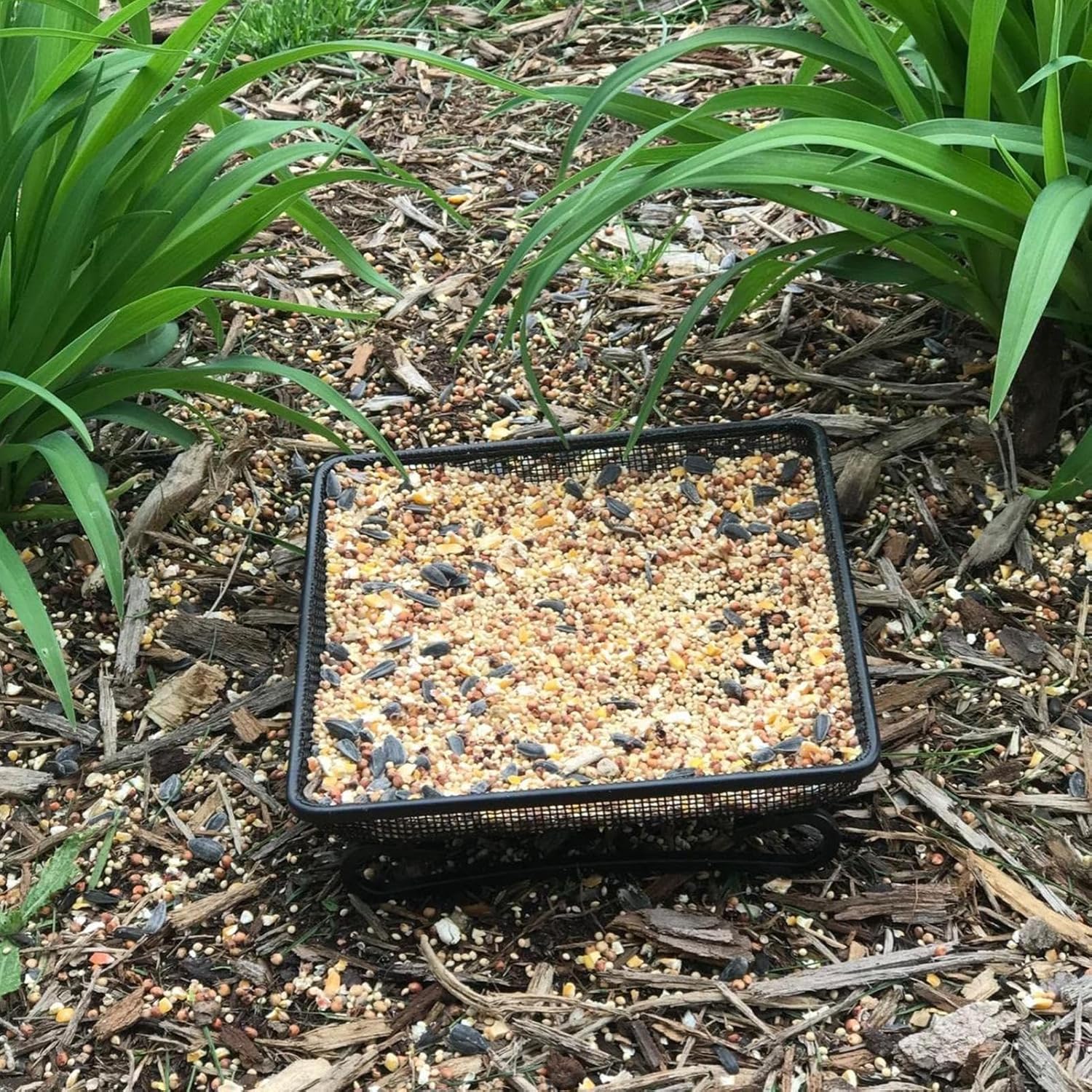 Ground Feeder for Birds,Square Mesh Anti-Tip Feeding - Flat Bird Feede