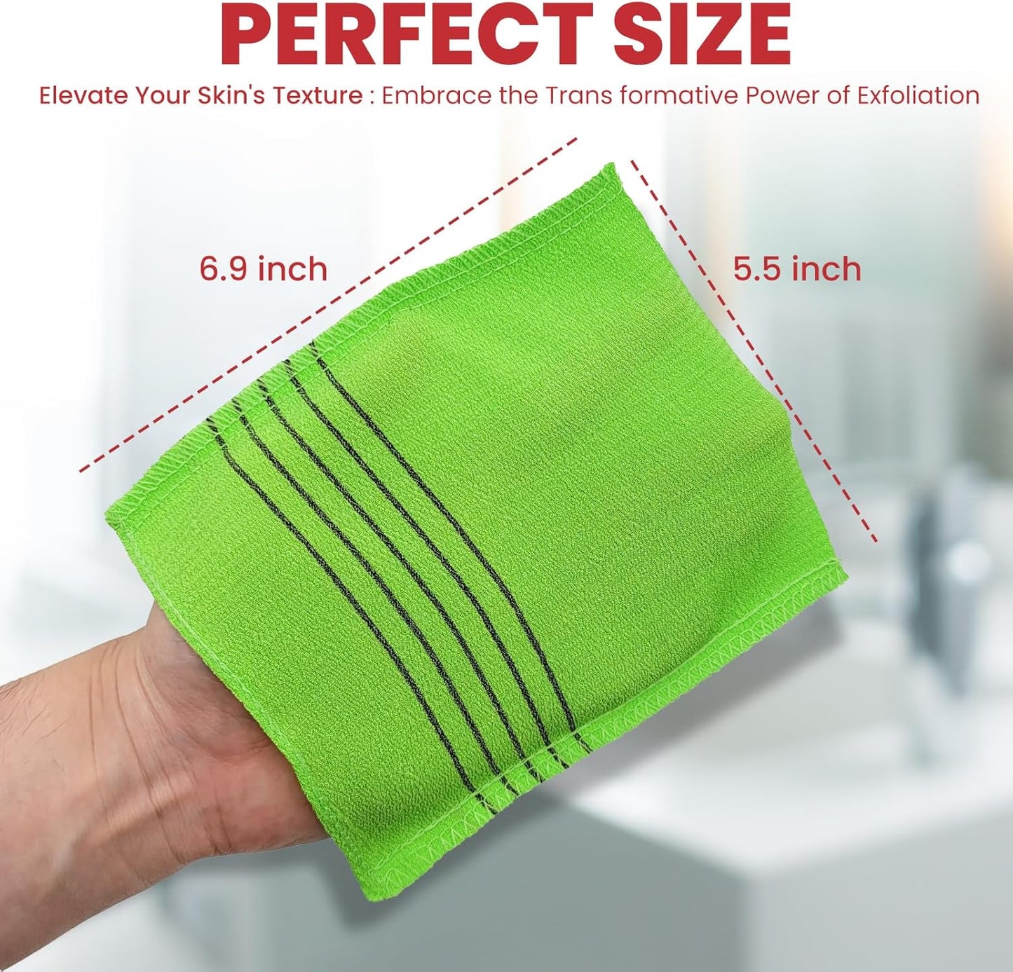 Anti-Shrink Korean Asian Exfoliating Bath Washcloths Mitt Scrub for Body washcloth Glove Premium Viscose Rayon Onsen Towel Korea Made (6PACK)