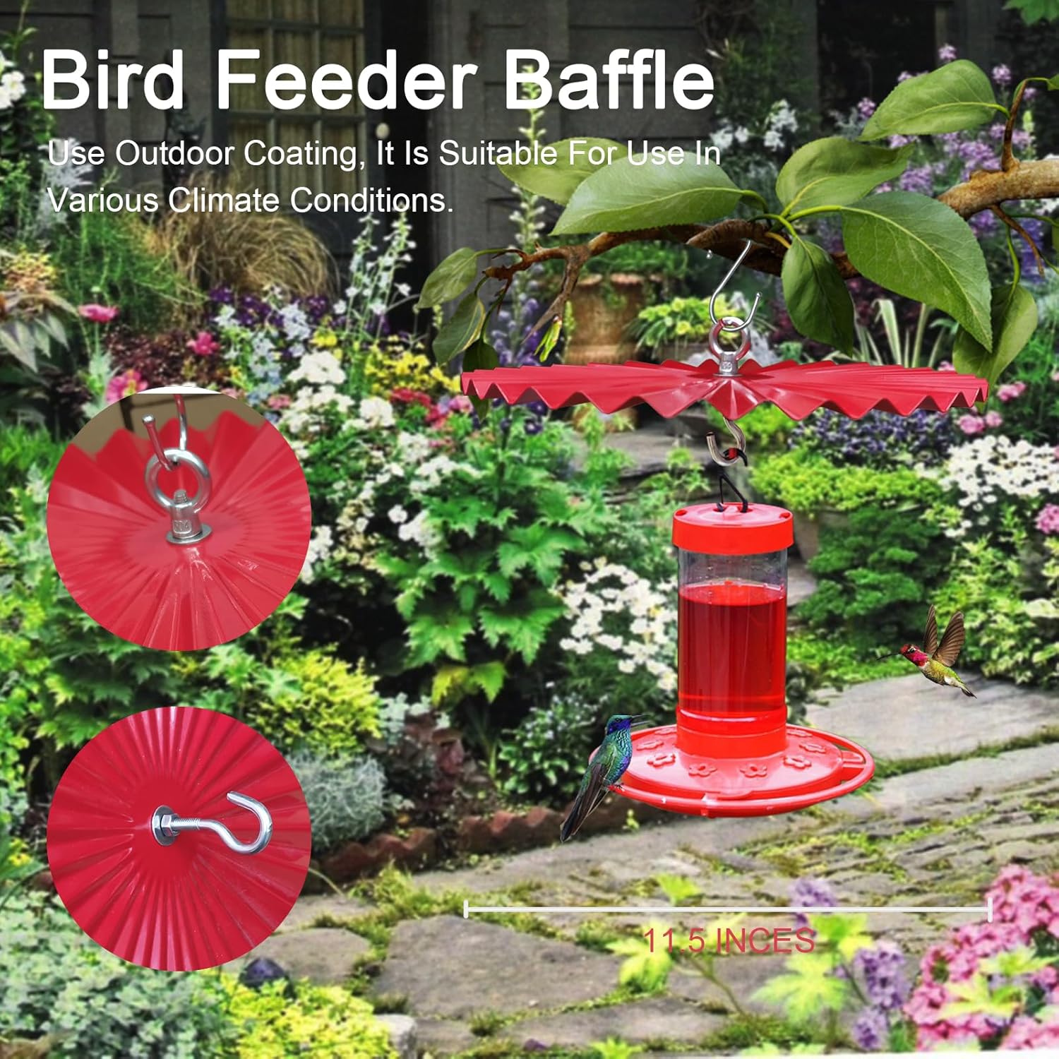 2 Pack 11.5" Bird Feeder Baffle, Metal Hanging Baffle Weather Guard fo