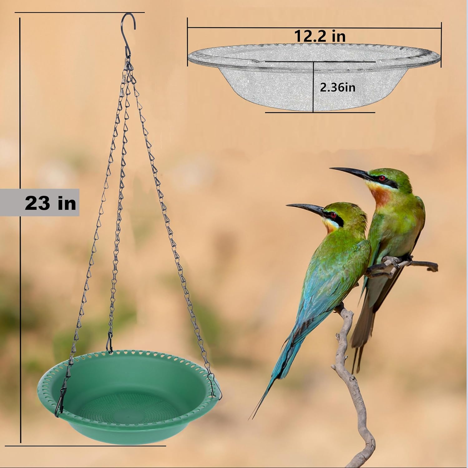 Hanging Bird Feeder Tray with Drainage Holes for Outside Fit Most Seed