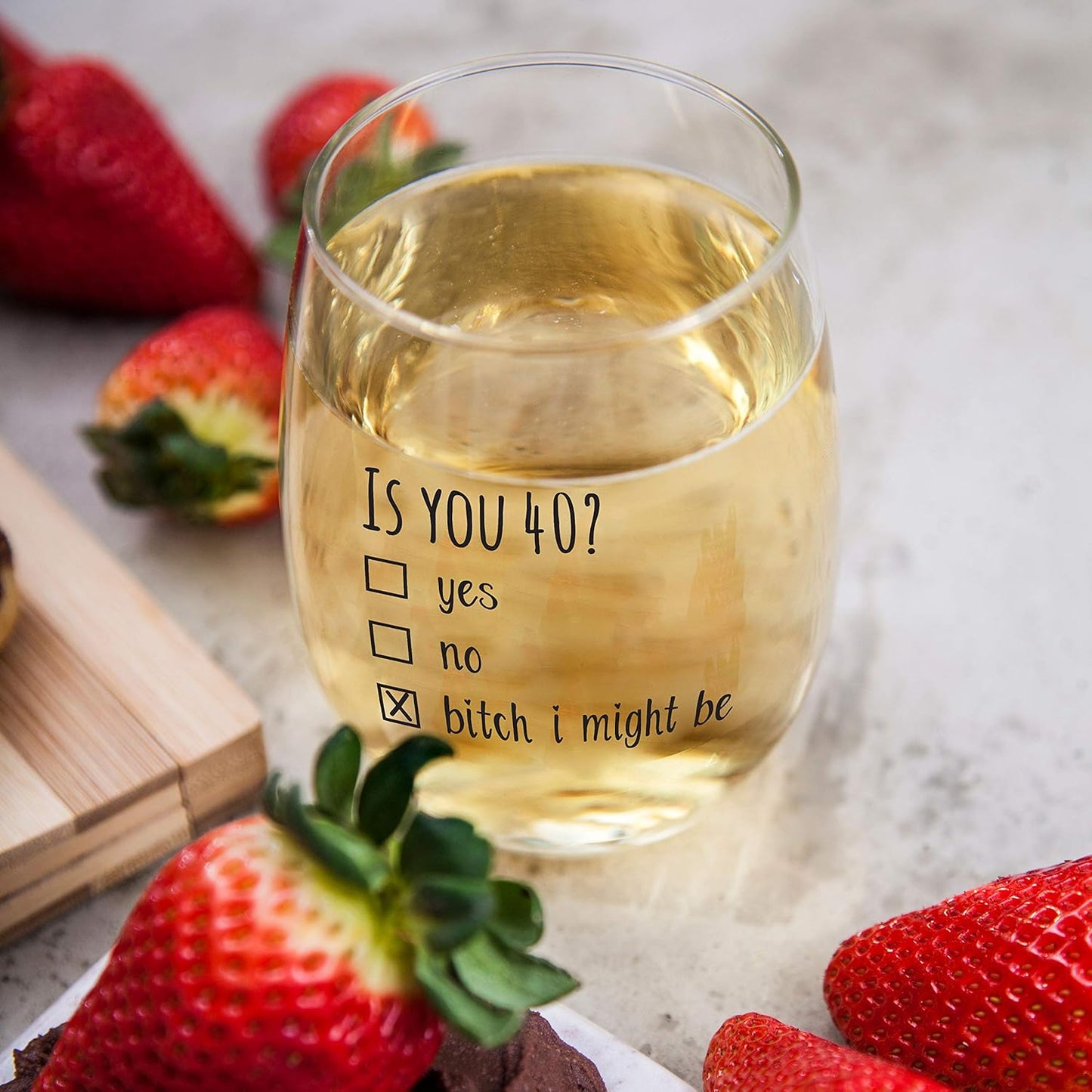 Gelid 40th Birthday Gifts for Women and Men Wine Glass - Funny Is You 40 Gift Idea for Mom Dad Husband Wife – 40 Year Old Party Supplies Decorations for Him, Her - 15oz