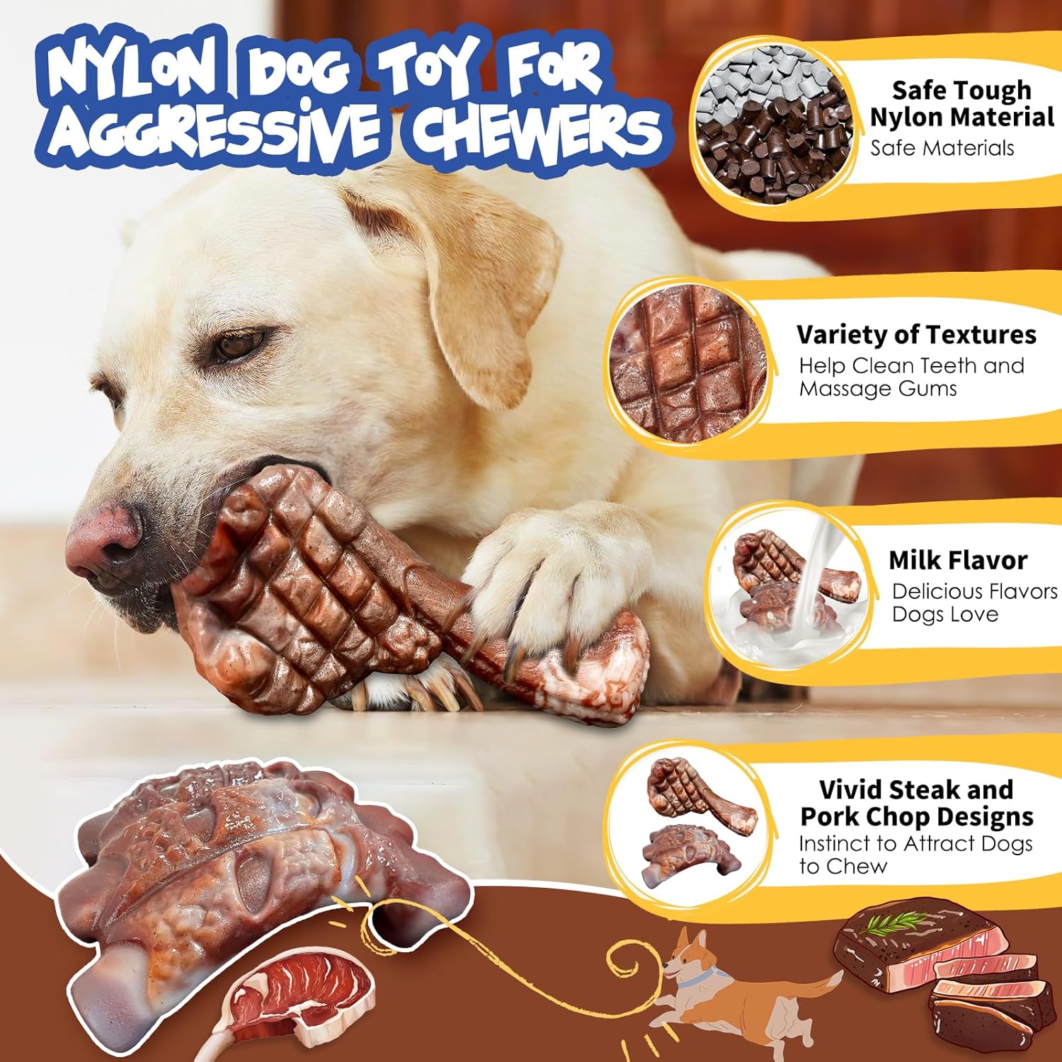 Dog Chew Toys for Aggressive Chewers：2 Pack Indestructible Dog Toy for