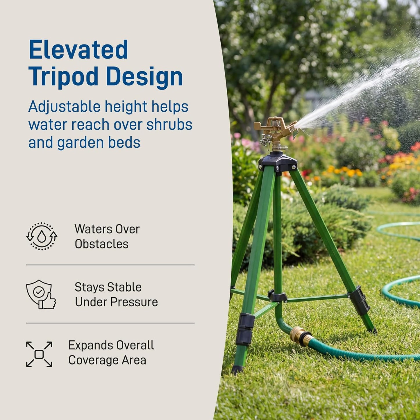 Orbit 56667Z Tripod Lawn Zinc Impact Sprinkler - 360 Degree Rotating S