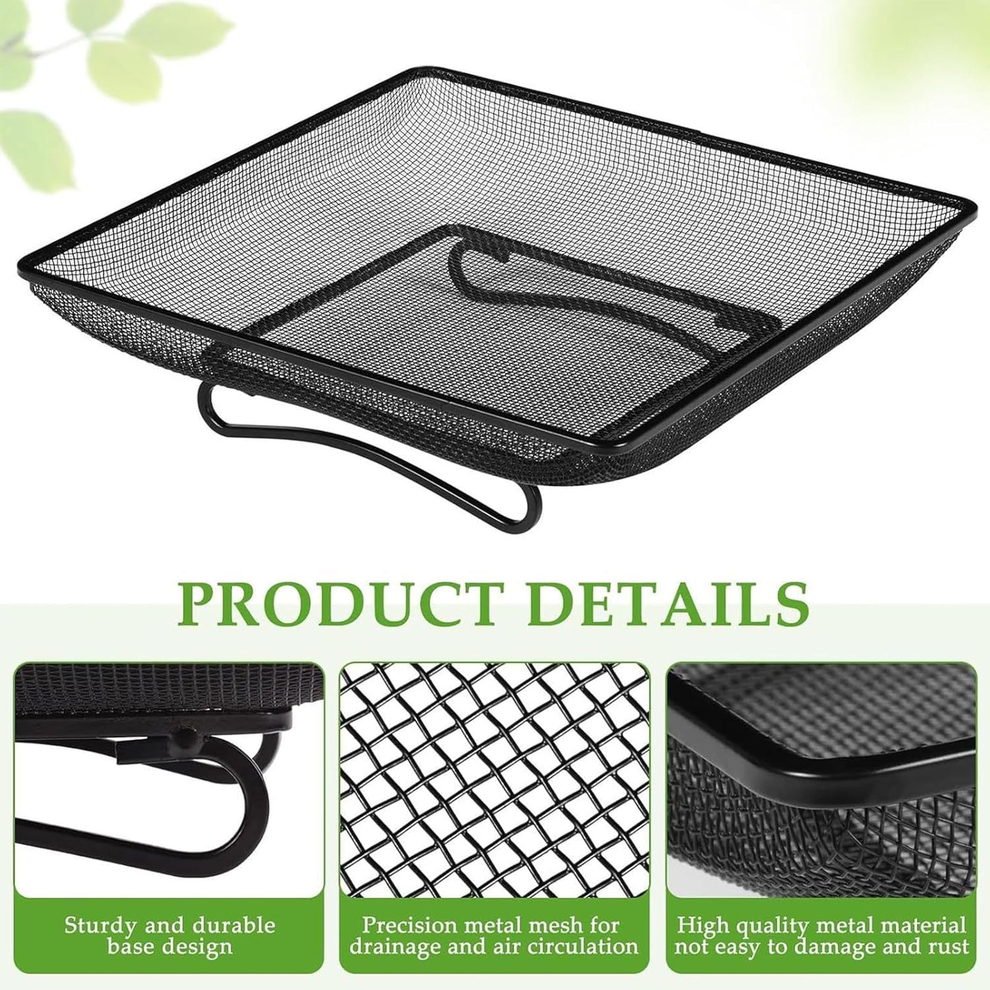 Ground Feeder for Birds,Square Mesh Anti-Tip Feeding - Flat Bird Feede