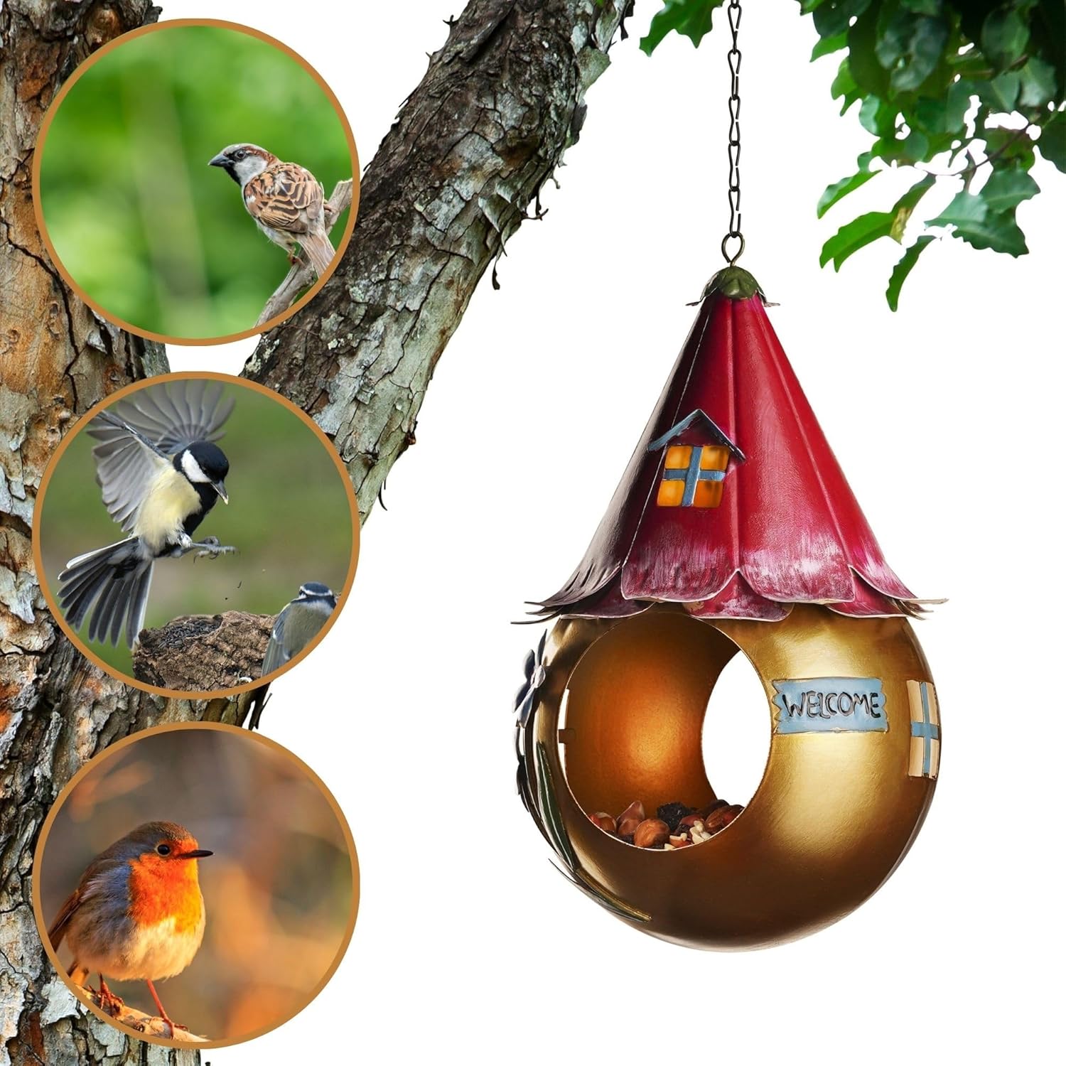 Muldale Solar Bird Feeder - Light Up Hanging Bird Feeders - Cute Fairy