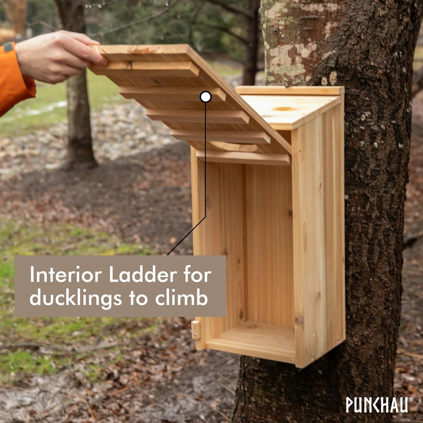 Cedar Wood Duck Houses for Outside - Outdoor Wood Duck Nesting Box and Shelter for Pond and Wetland Ducks - 22x10x10 Inches