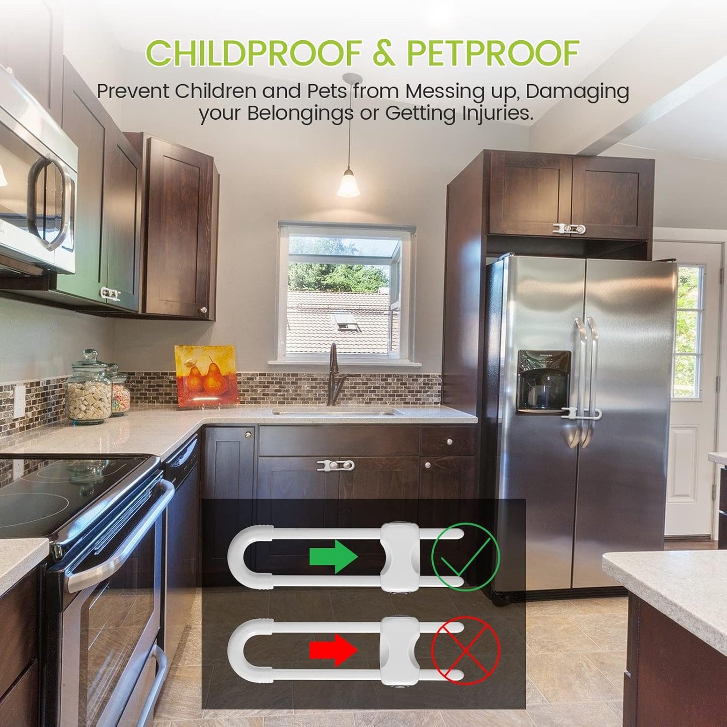 Jetec 10 Pieces Cabinet Locks for Babies, U-Shaped Proofing Drawers Sa