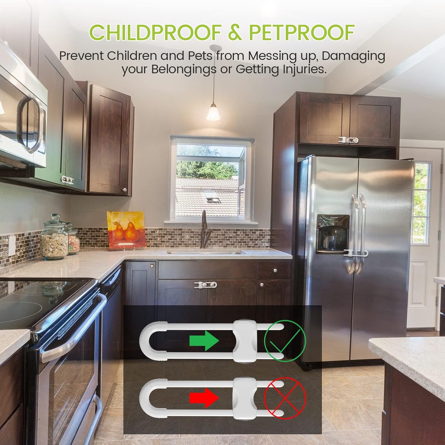 Jetec 10 Pieces Cabinet Locks for Babies, U-Shaped Proofing Drawers Sa