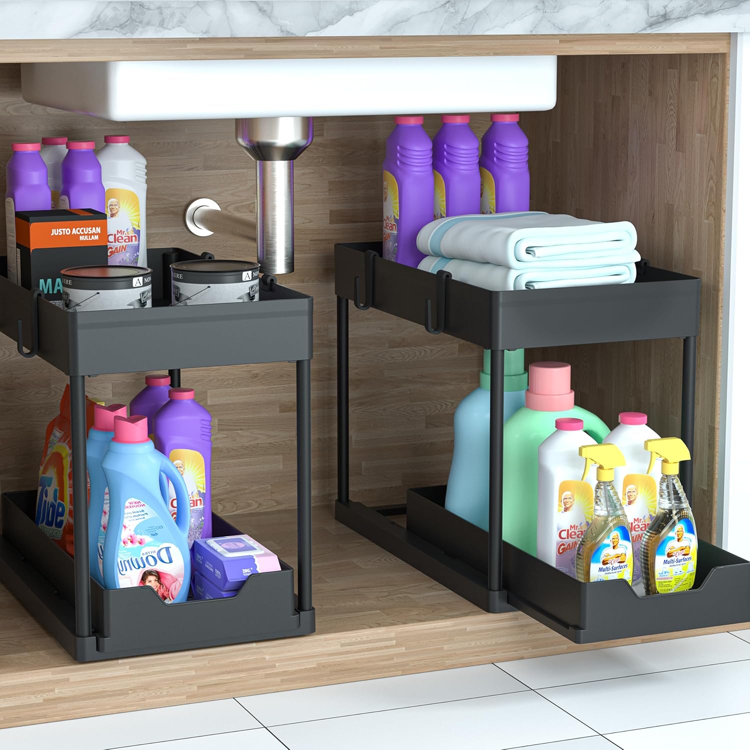 DEKAVA Under Sink Organizer 2 Pack, Bathroom Cabinet Organizer, 2 Tier