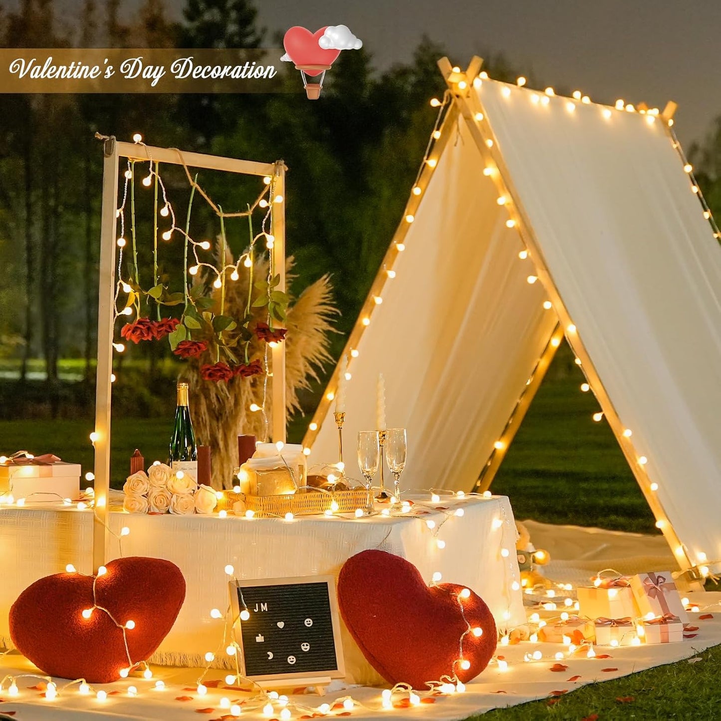 JMEXSUSS 100 LED Connectable Globe String Lights Indoor Bedroom, 33ft 