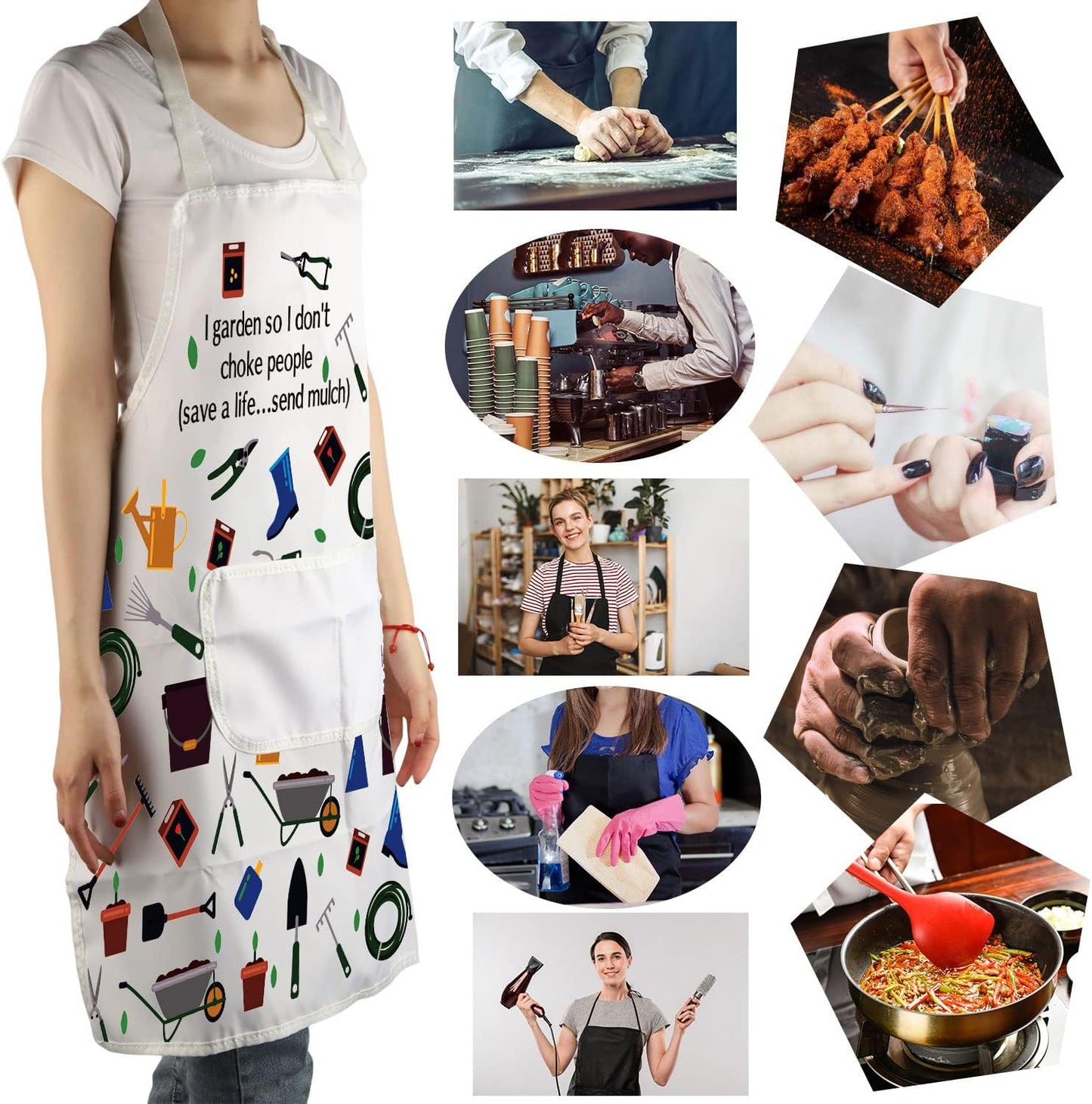 MBMSO Gardener Apron I Garden So I Don't Choke People Save a Life Send