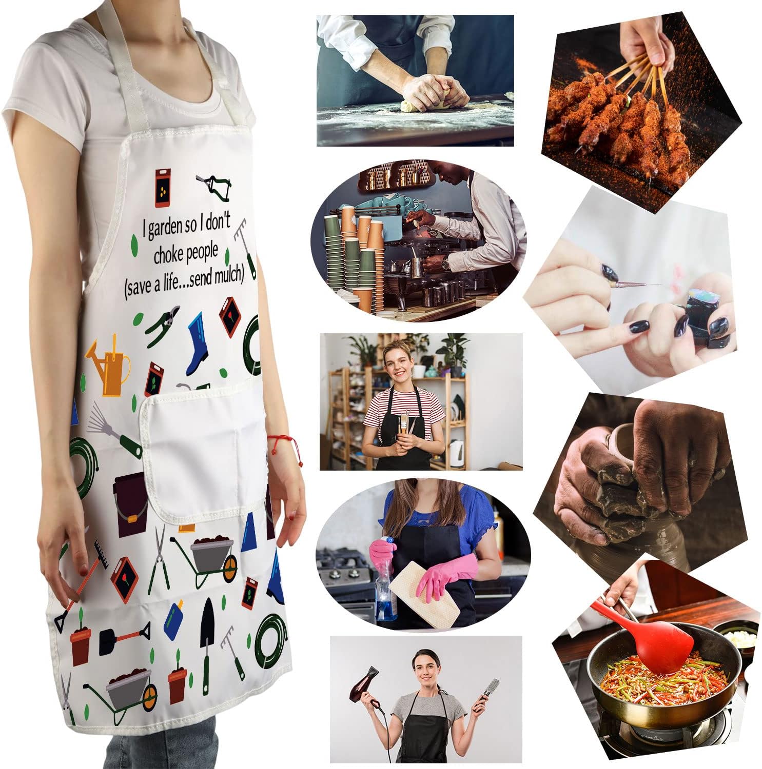MBMSO Gardener Apron I Garden So I Don't Choke People Save a Life Send