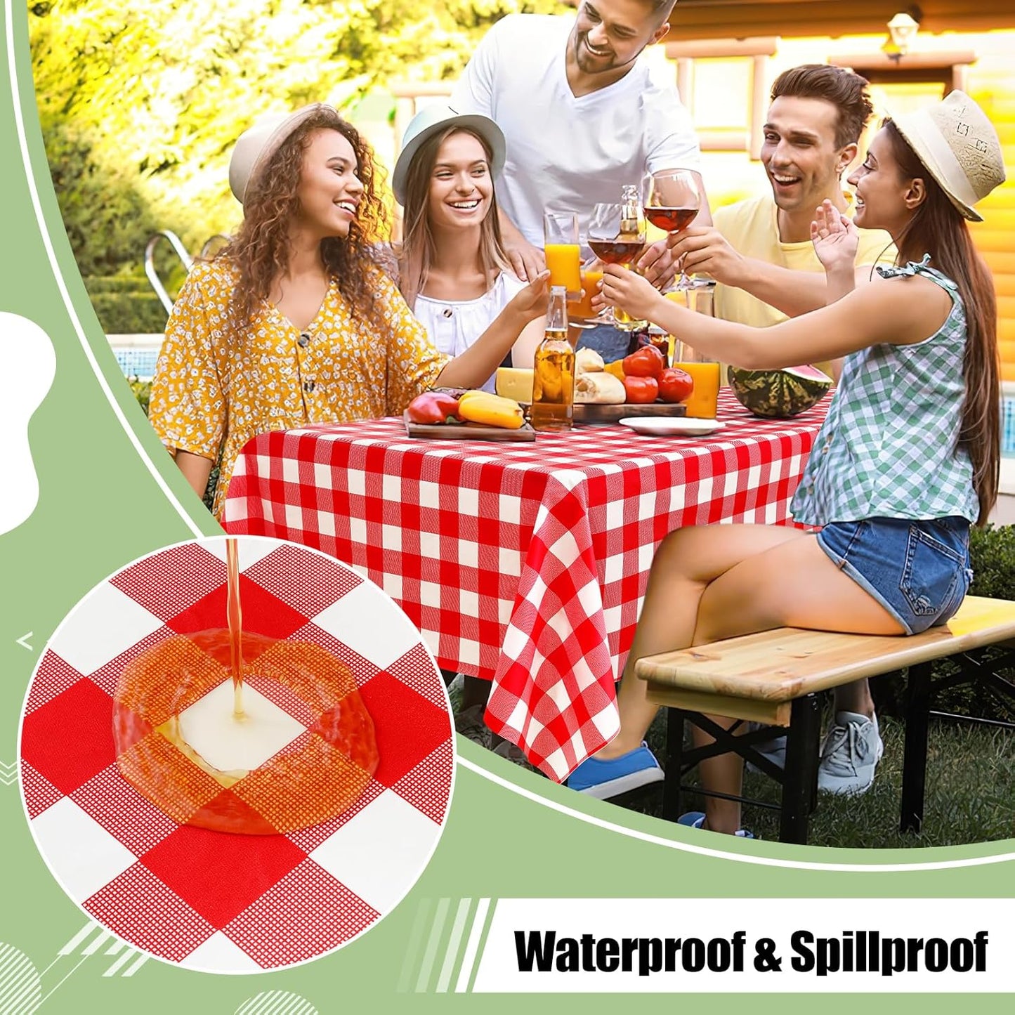 misaya 4 Packs Buffalo Disposable Table Cloth, 54 x 108 Inch Waterproof Plastic Tablecloth, Rectangle Red and White Checkered Table Covers for Picnic, Birthday, Party, Easter