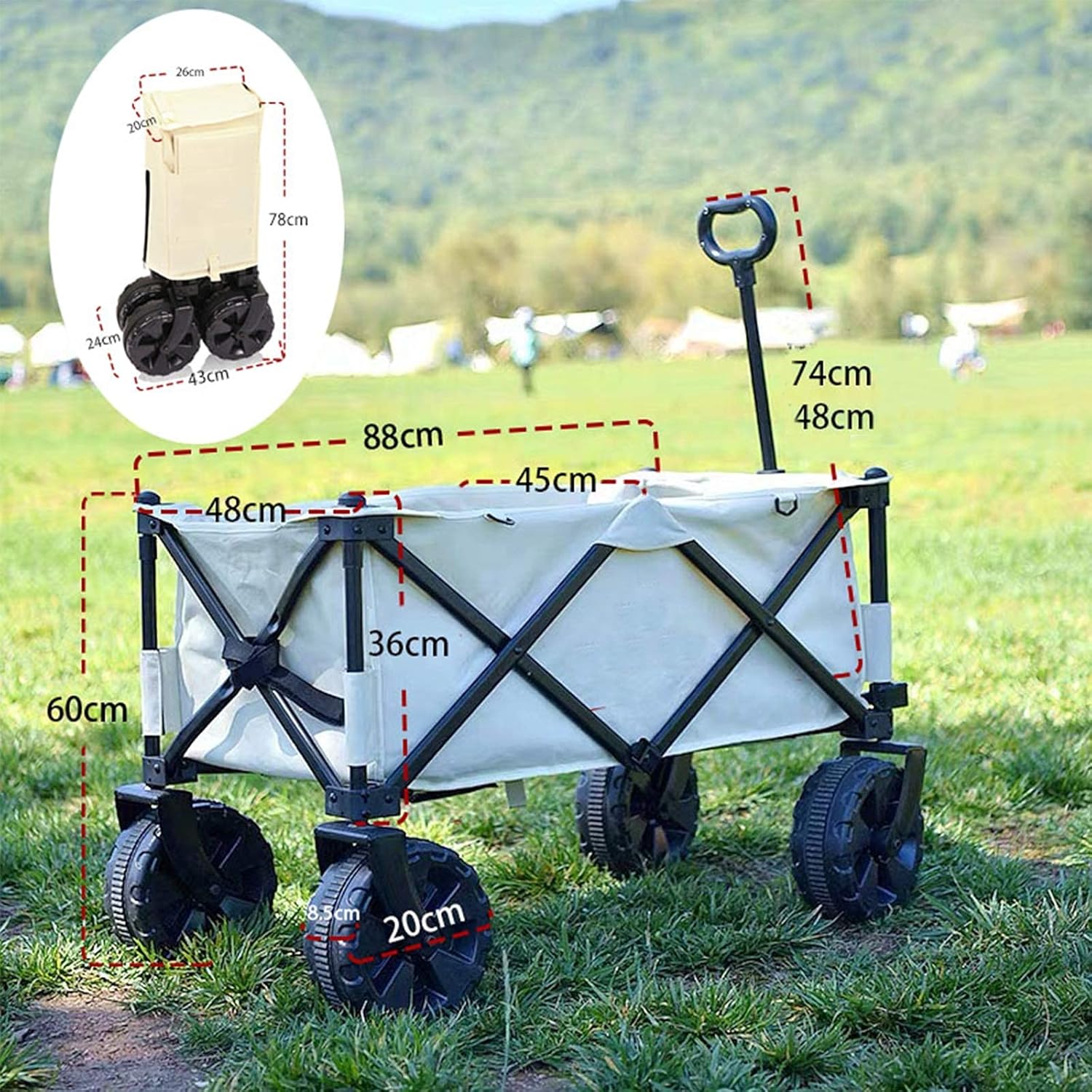 Garden Cart Outdoor Camping Small Cart Four-Wheeled Trolley Folding Po