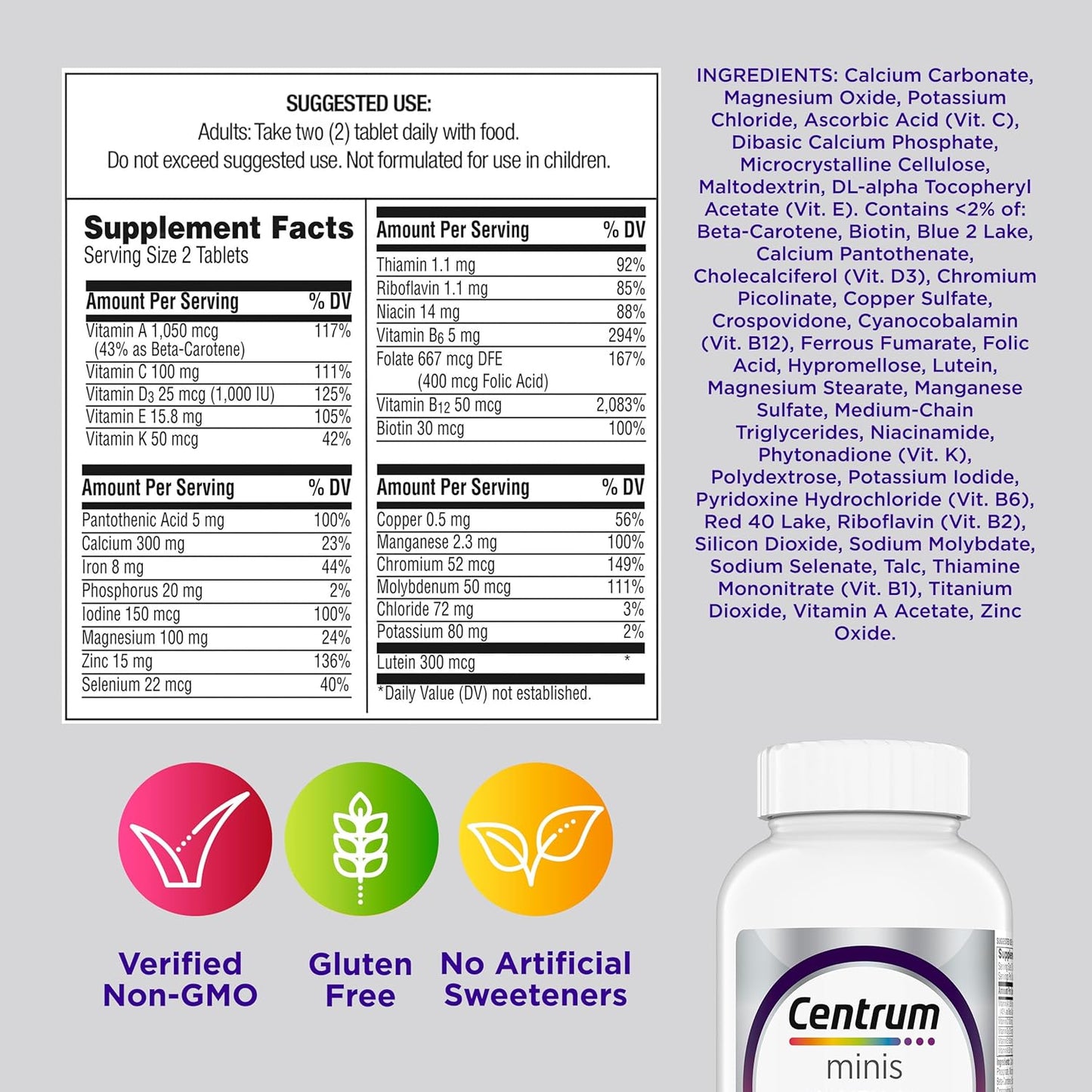 Centrum Minis Silver Women's Multivitamin for Women 50 Plus, Multimine