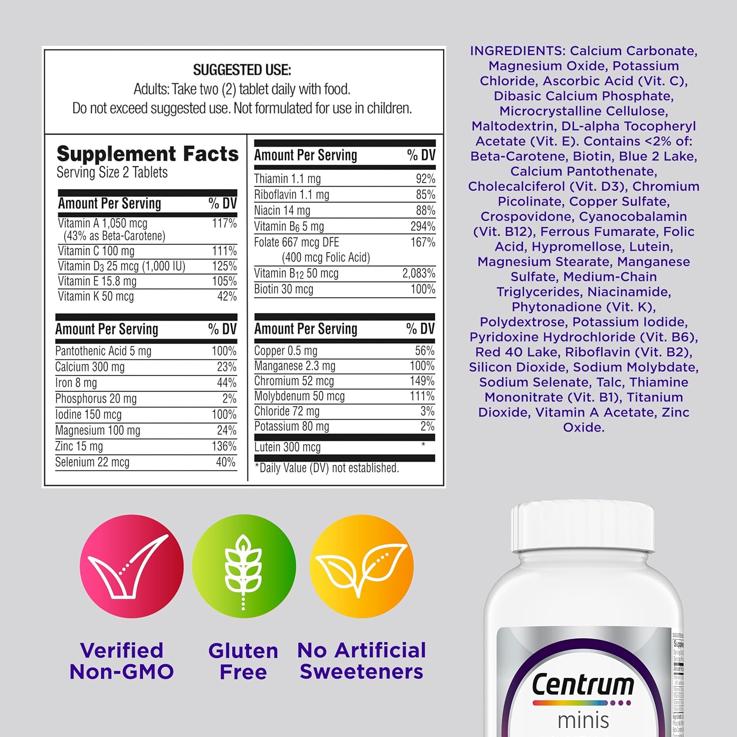 Centrum Minis Silver Women's Multivitamin for Women 50 Plus, Multimine