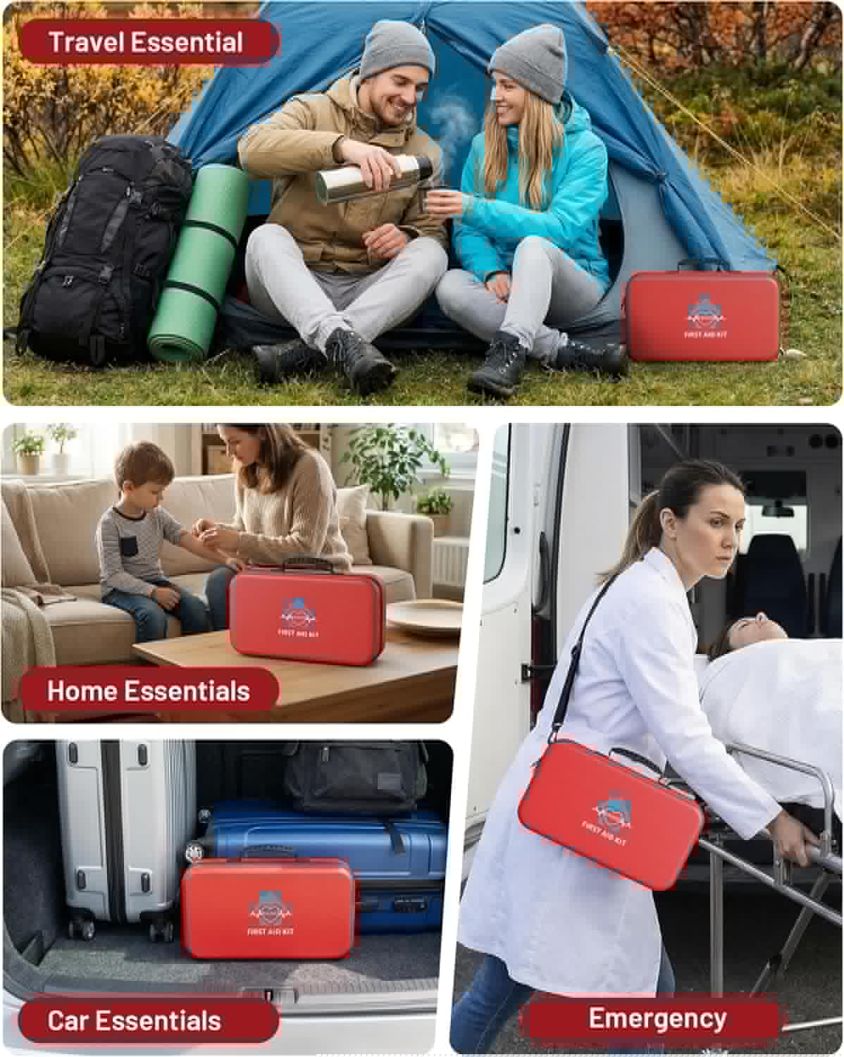 500 Pcs First Aid Kit for Home/Car/Travel/Camping/Businesses, Waterpro