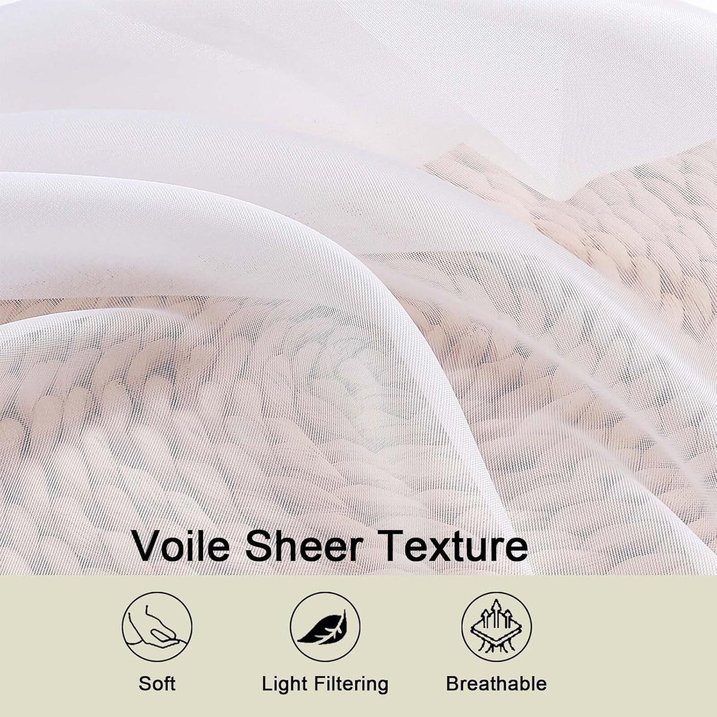 White Sheer Curtains 84 Inches Long 2 Panels Set for Bedroom Living Ro
