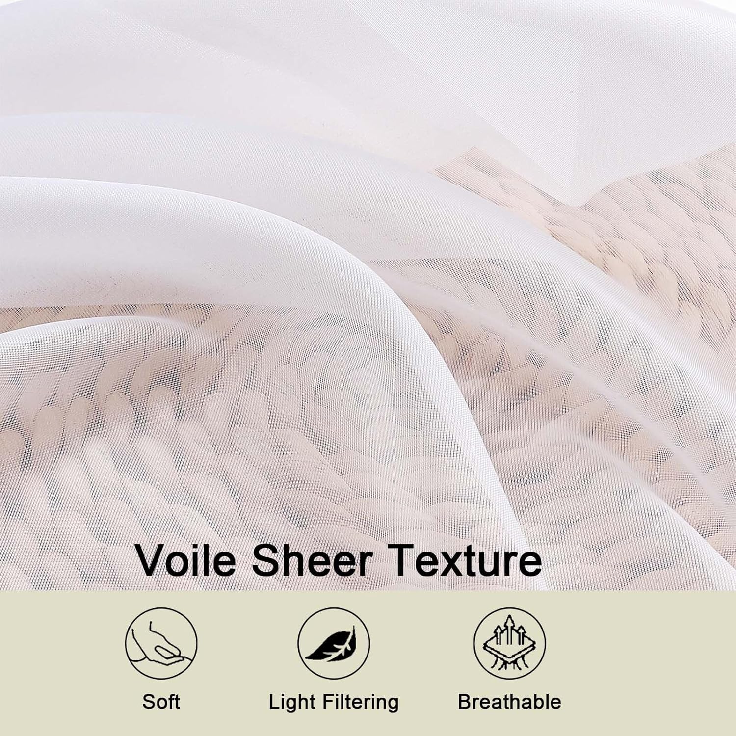 White Sheer Curtains 84 Inches Long 2 Panels Set for Bedroom Living Ro