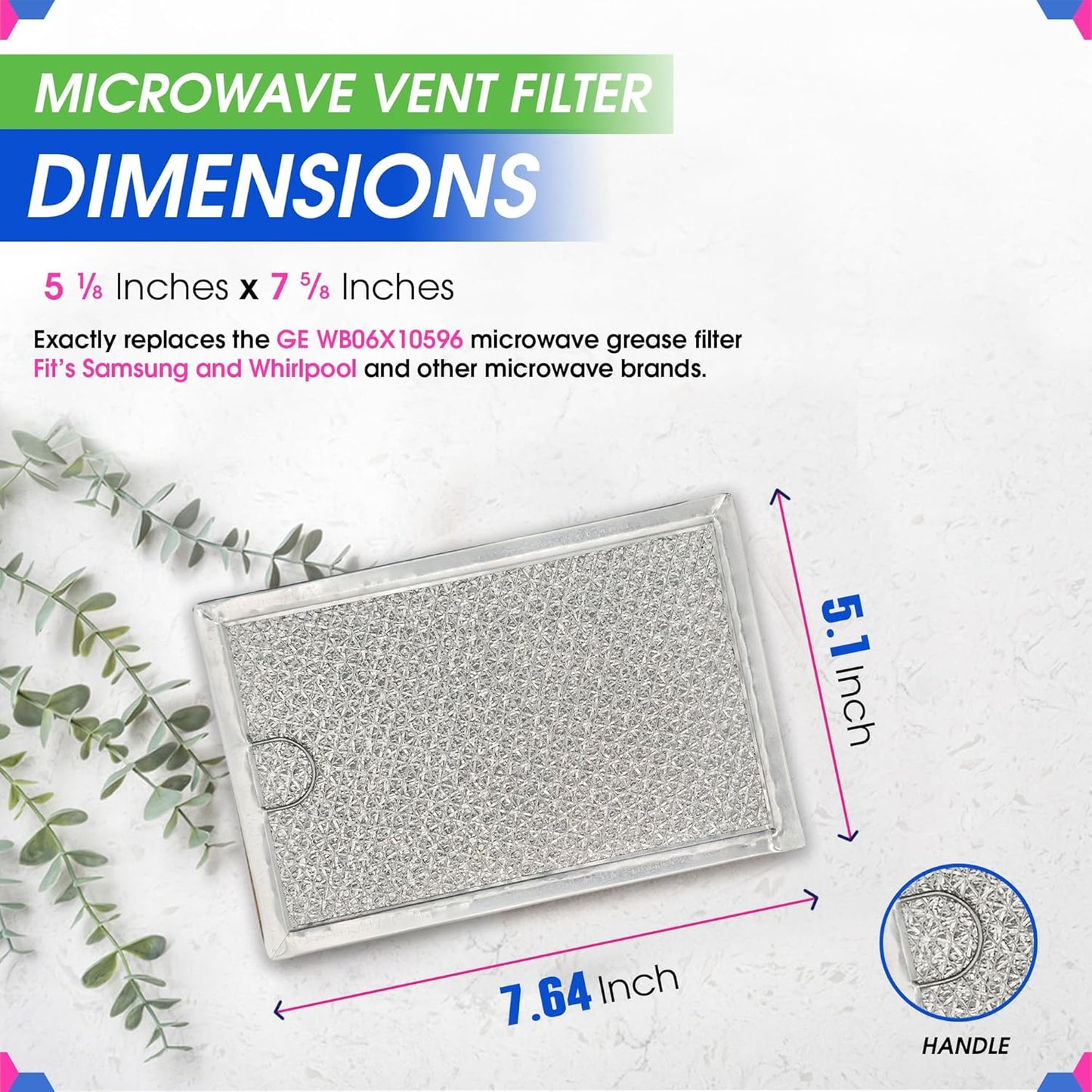 Microwave Filter Replacement 7.64” x 5.12” for GE WB06X10309 WB06X10359 Microwave Grease Filter - Also Fit’s LG Kenmore and More - Filters Kitchen Oven Air Entering Over the Range Vent Fan (2-Pack)