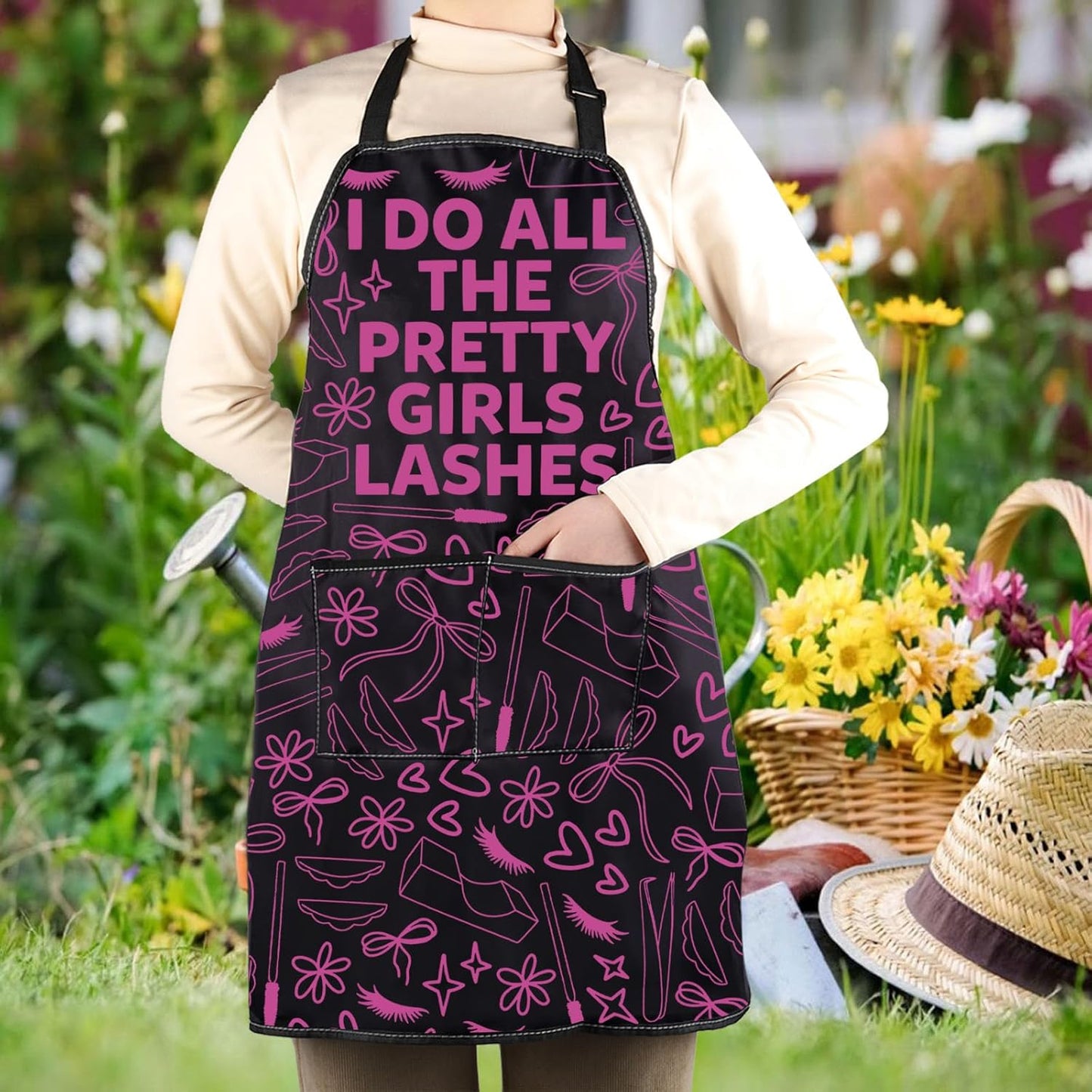 WCGXKO I Do All the Pretty Girls Lashes Kitchen Apron Lash Tech Gift Eyelashes Artist Gift Beauty Lashes Gift